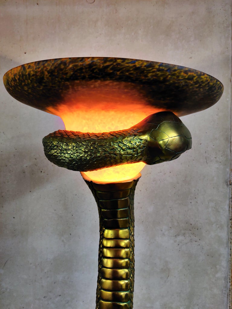 Bronze Snake Floor Lamp after Edgar Brandt, 1960s at 1stDibs