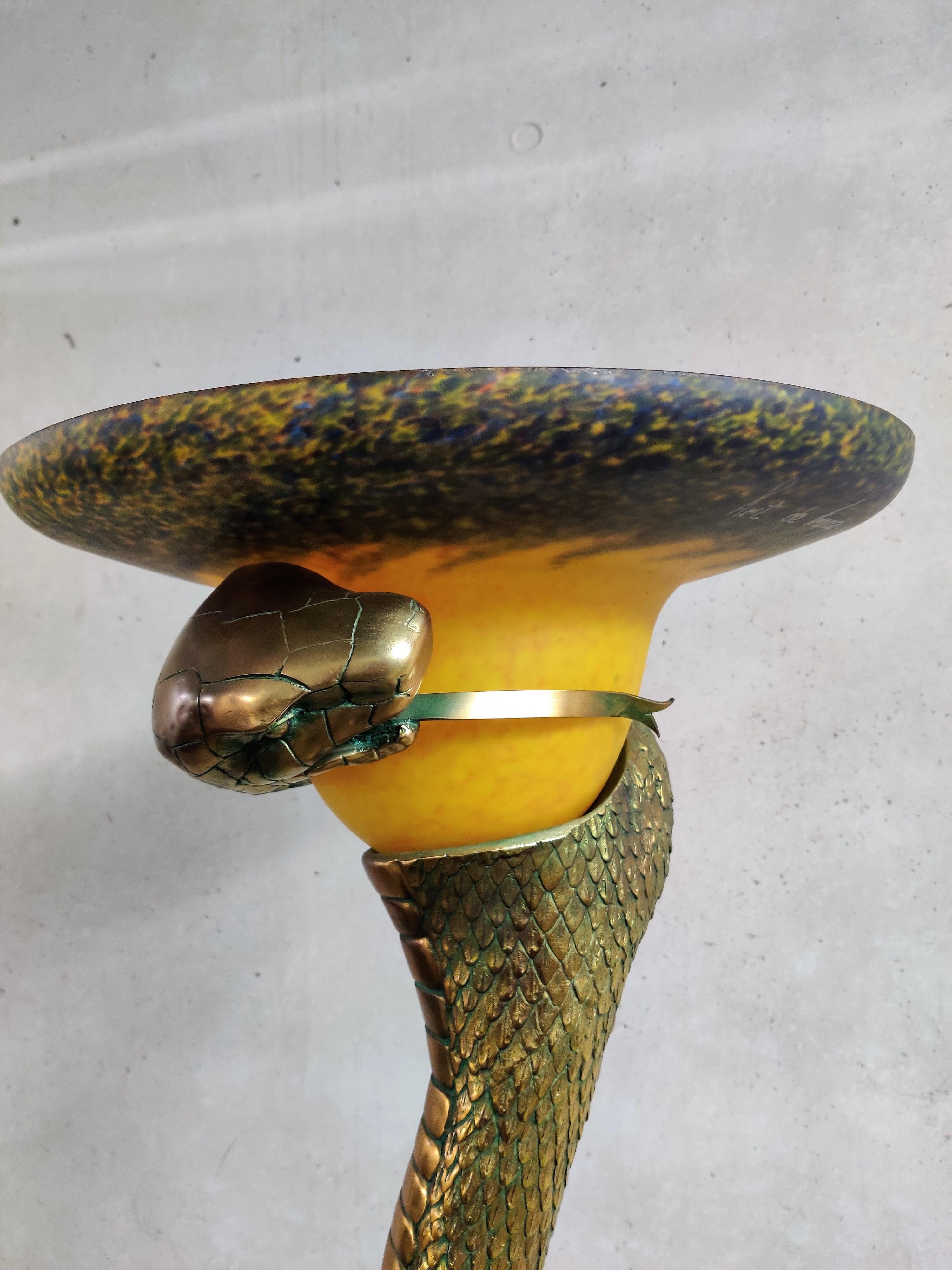 Bronze Snake Floor Lamp after Edgar Brandt, 1960s 7