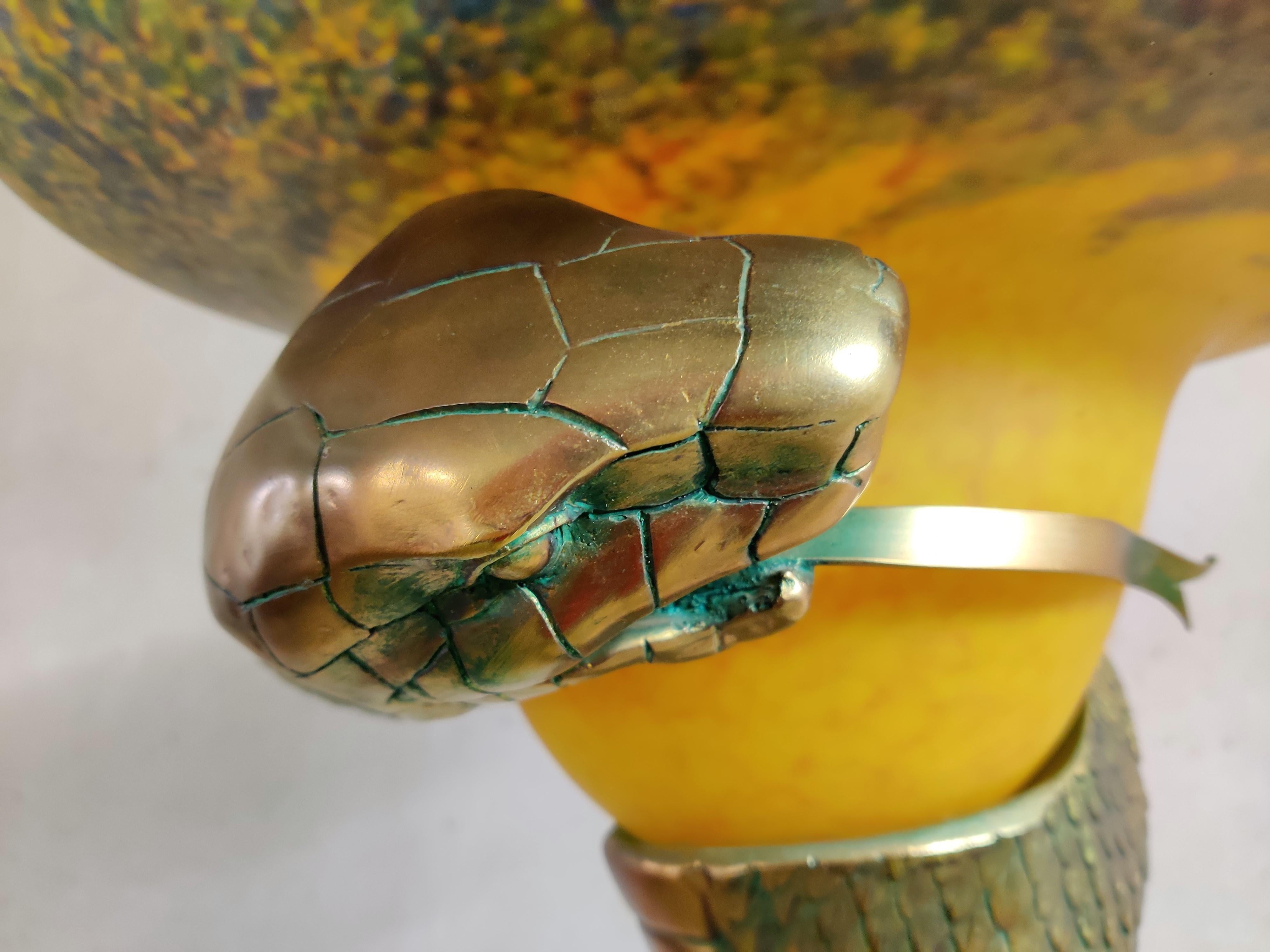 Art Deco Bronze Snake Floor Lamp after Edgar Brandt, 1960s