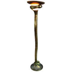 Vintage Bronze Snake Floor Lamp after Edgar Brandt, 1960s