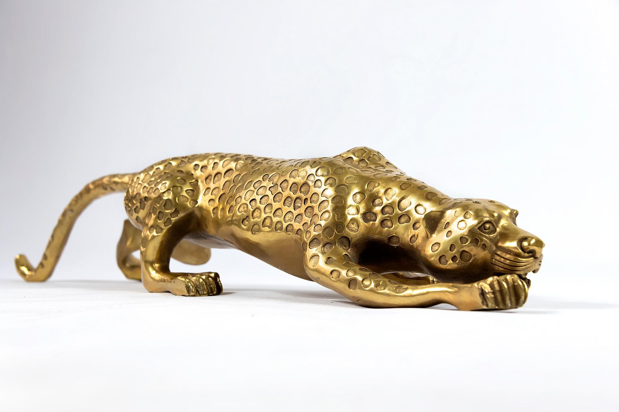 Italian Bronze Sneaking Gepard Sculpture
