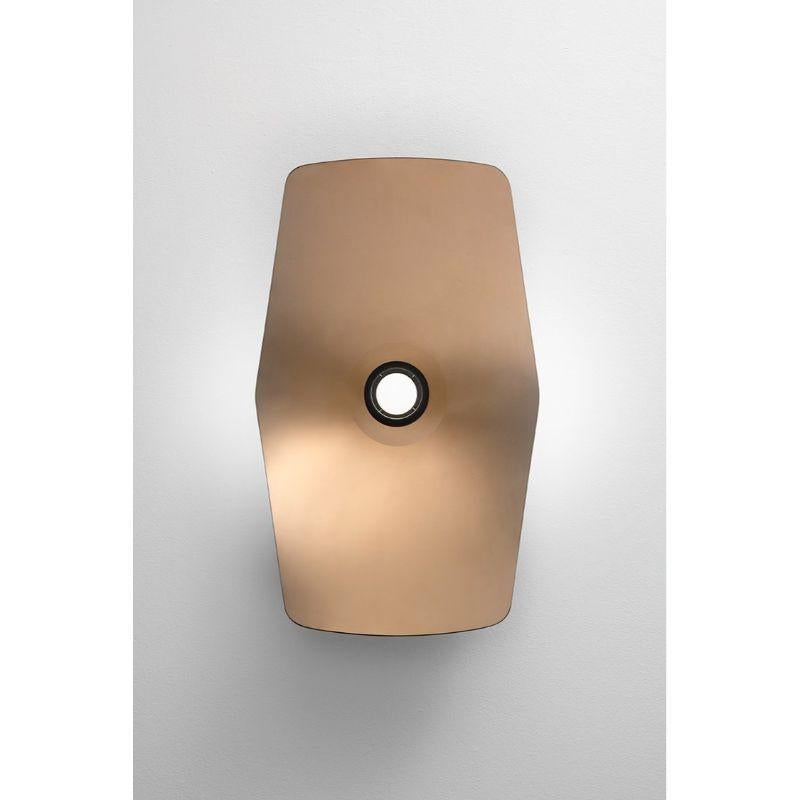 Bronze, solar glass wall lamp by RADAR
Design: Samuel Accoceberry
Materials: Hand-worked thermoformed glass, smooth or hammered finish, bronze color / Horizontal or vertical orientation.
Dimensions: Height/ 70 cm, Width/ 42 cm, Depth/ 15