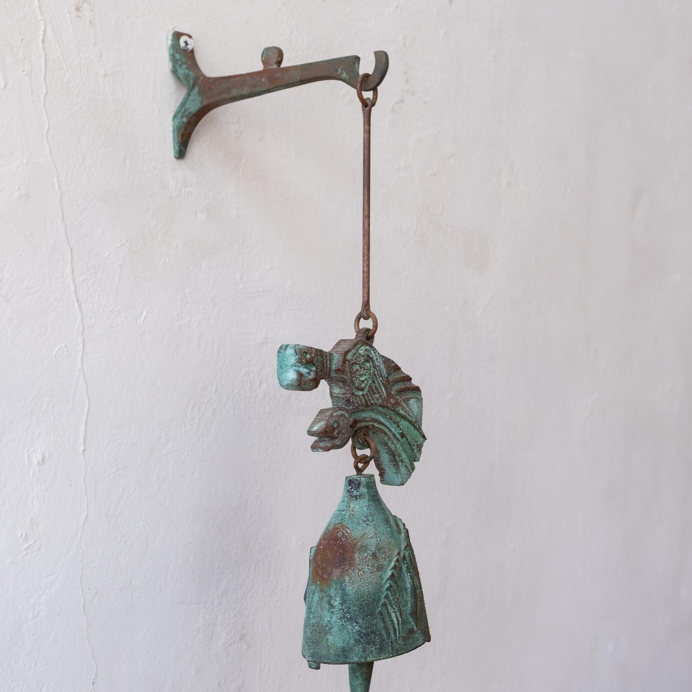 Late 20th Century Bronze Soleri Bell Sculpture and Hanging Bracket