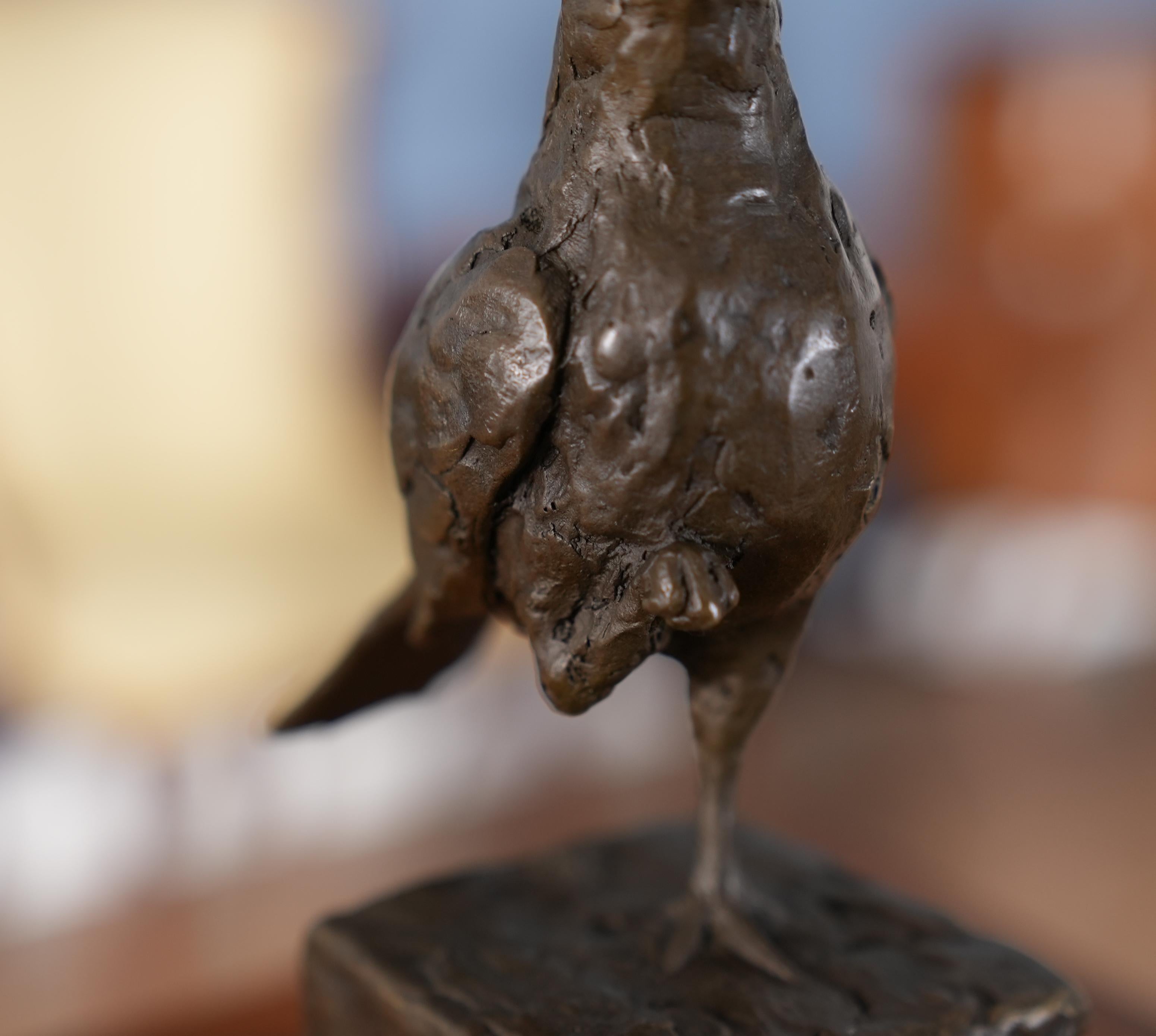 Contemporary Bronze Sparrow on Marble Base For Sale