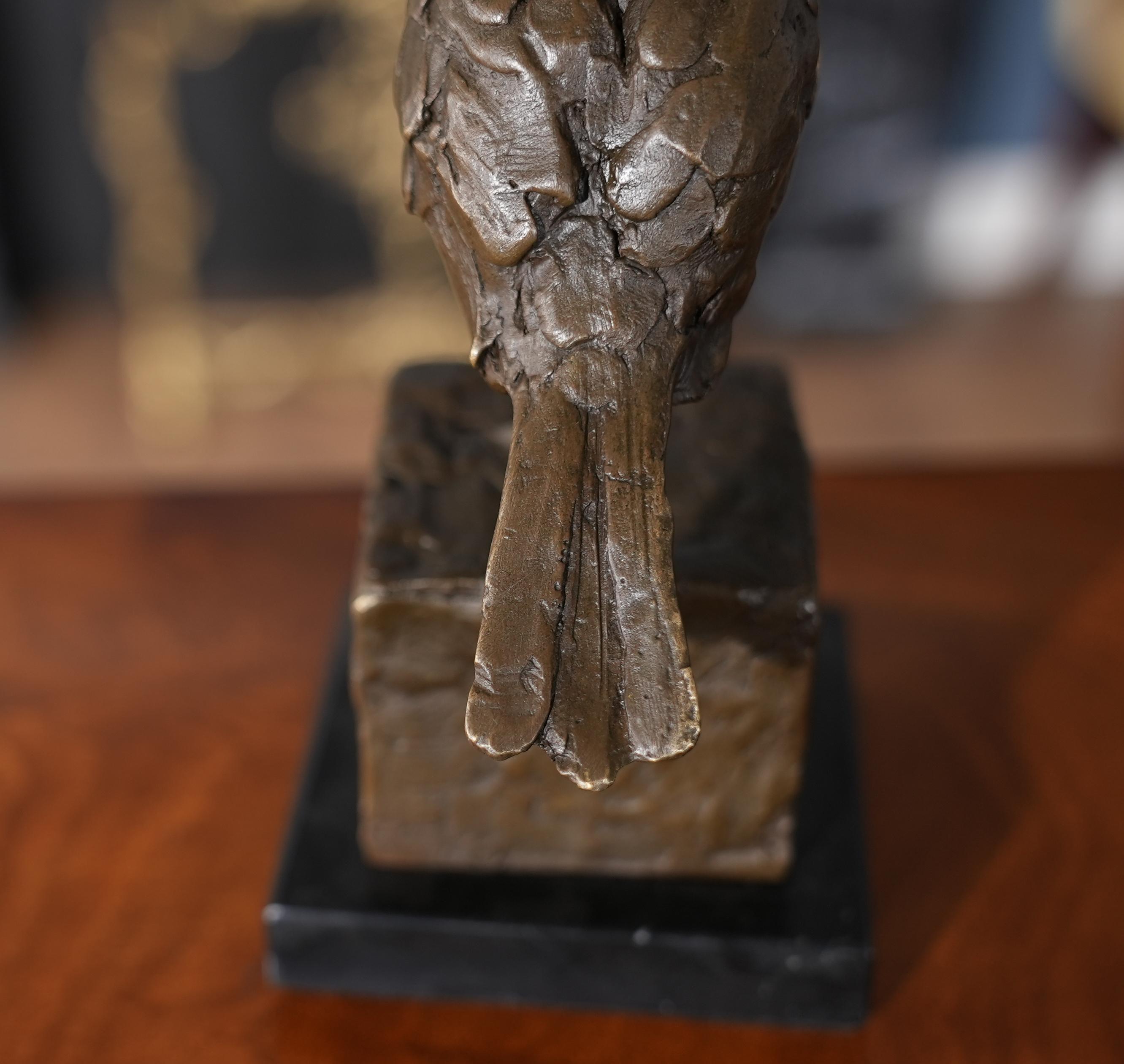 Bronze Sparrow on Marble Base For Sale 2