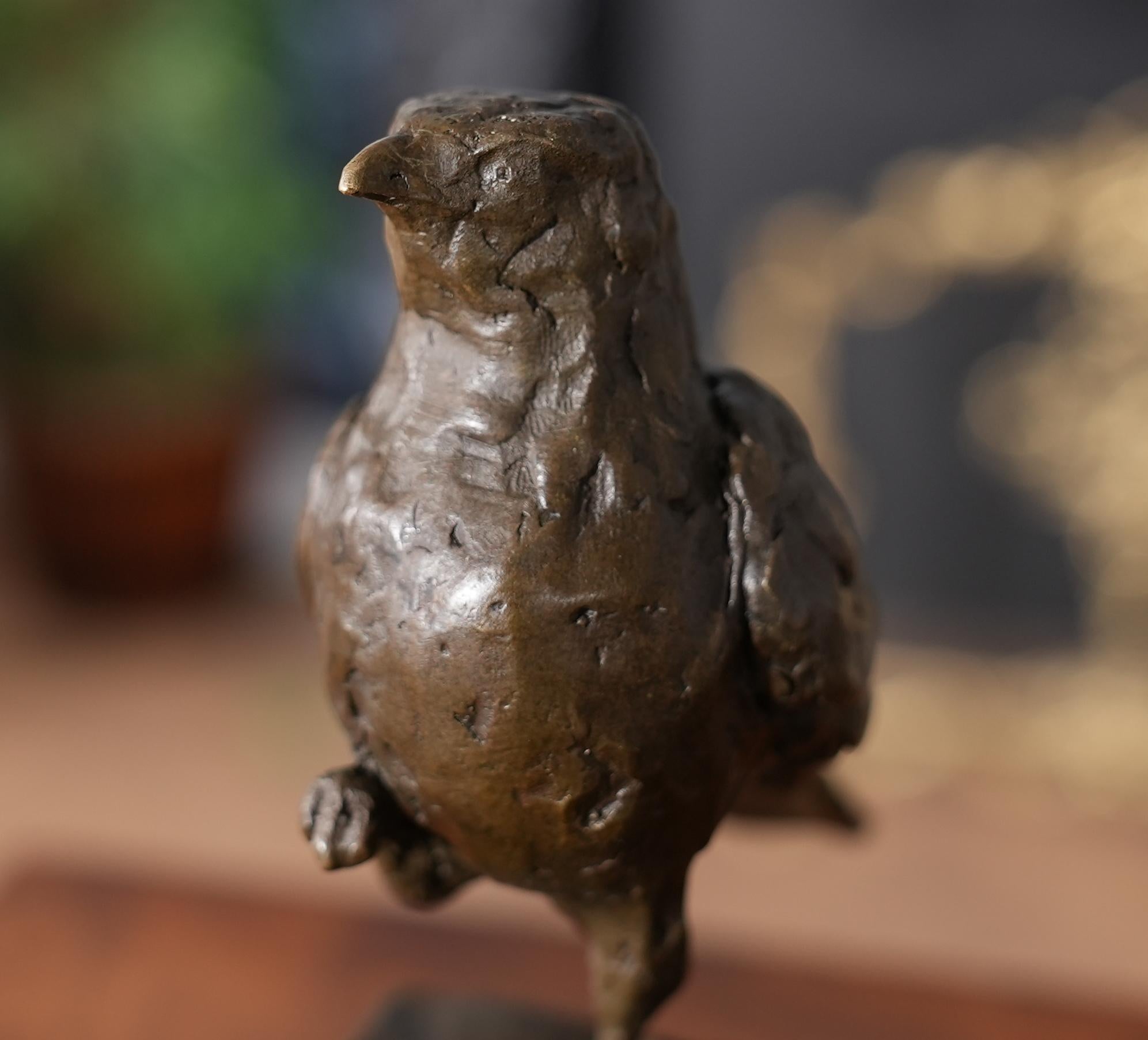 Bronze Sparrow on Marble Base For Sale 3