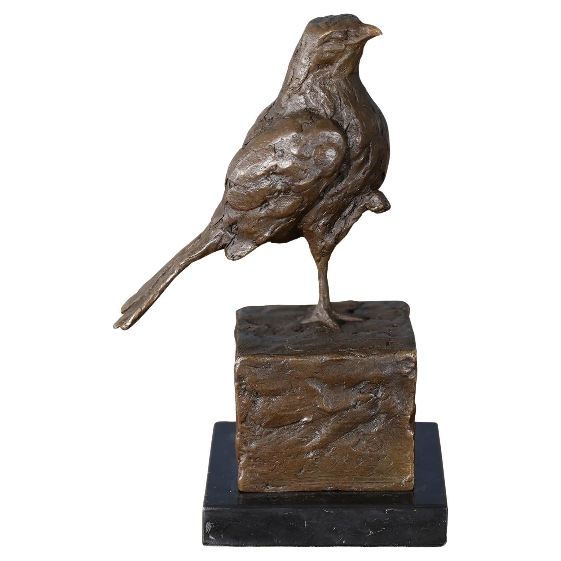 Bronze Sparrow on Marble Base For Sale
