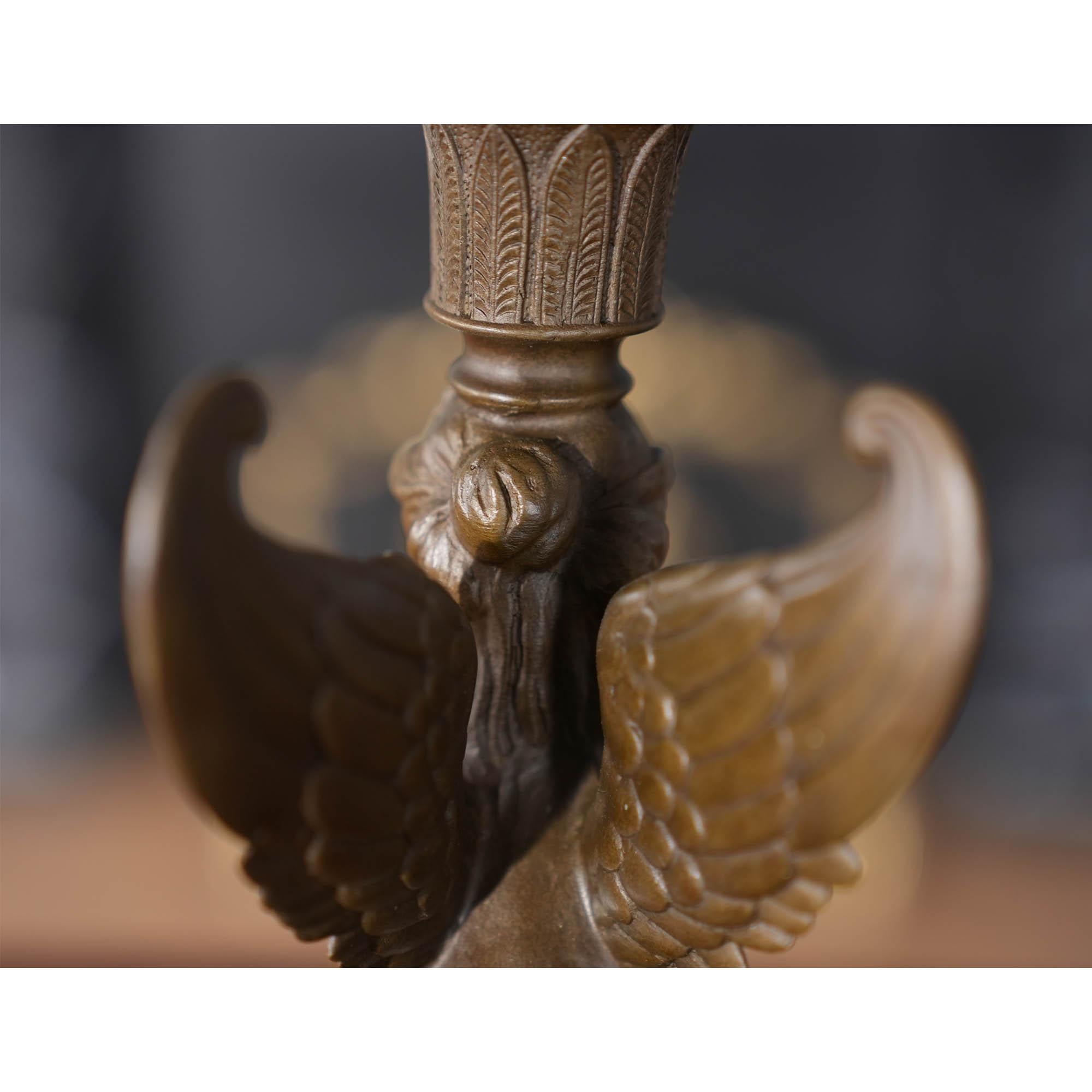 Bronze Sphinx Candle Holder on Marble Base For Sale 2