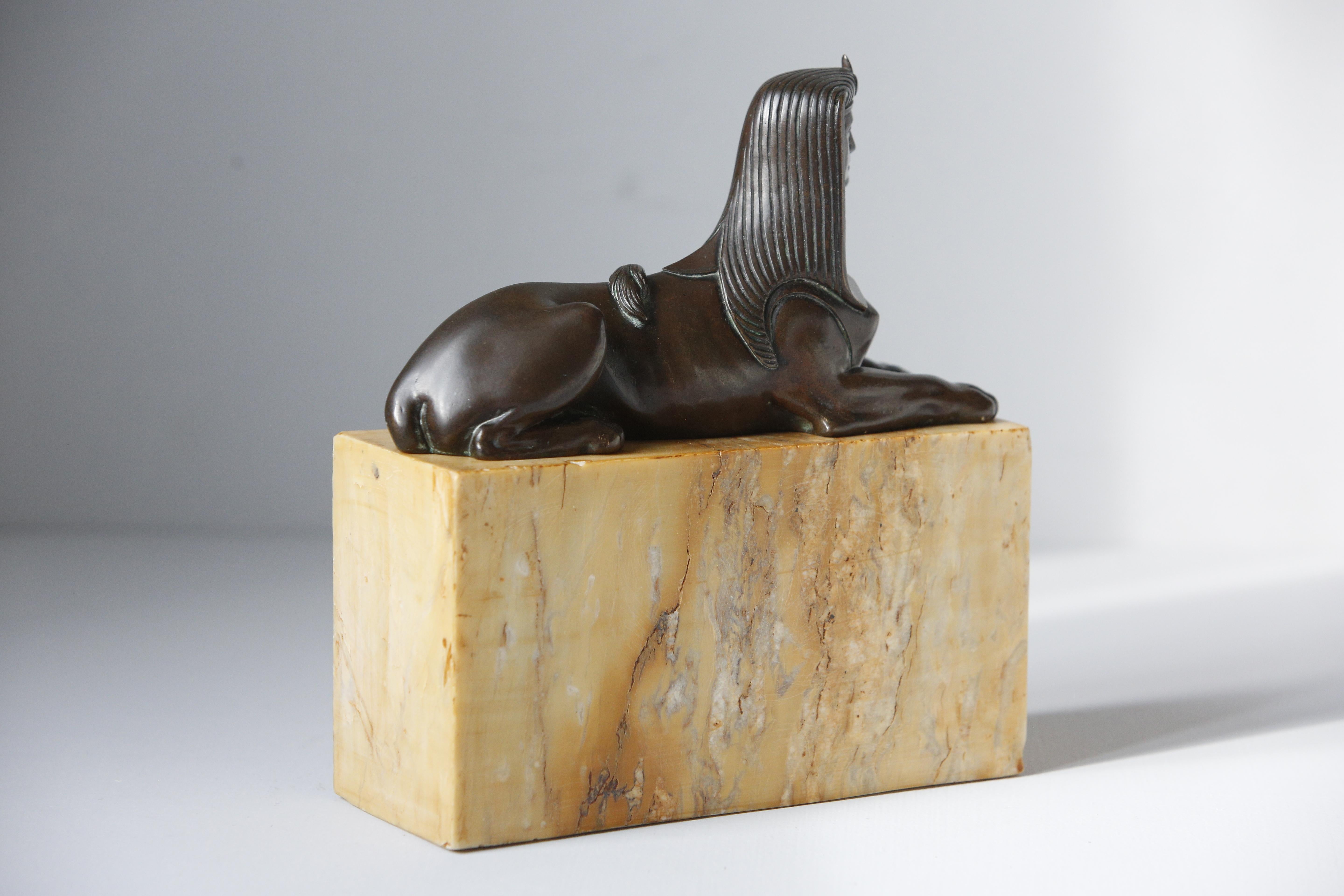 Bronze Sphinx Sienna Marble Base Grand Tour 19th Century 4