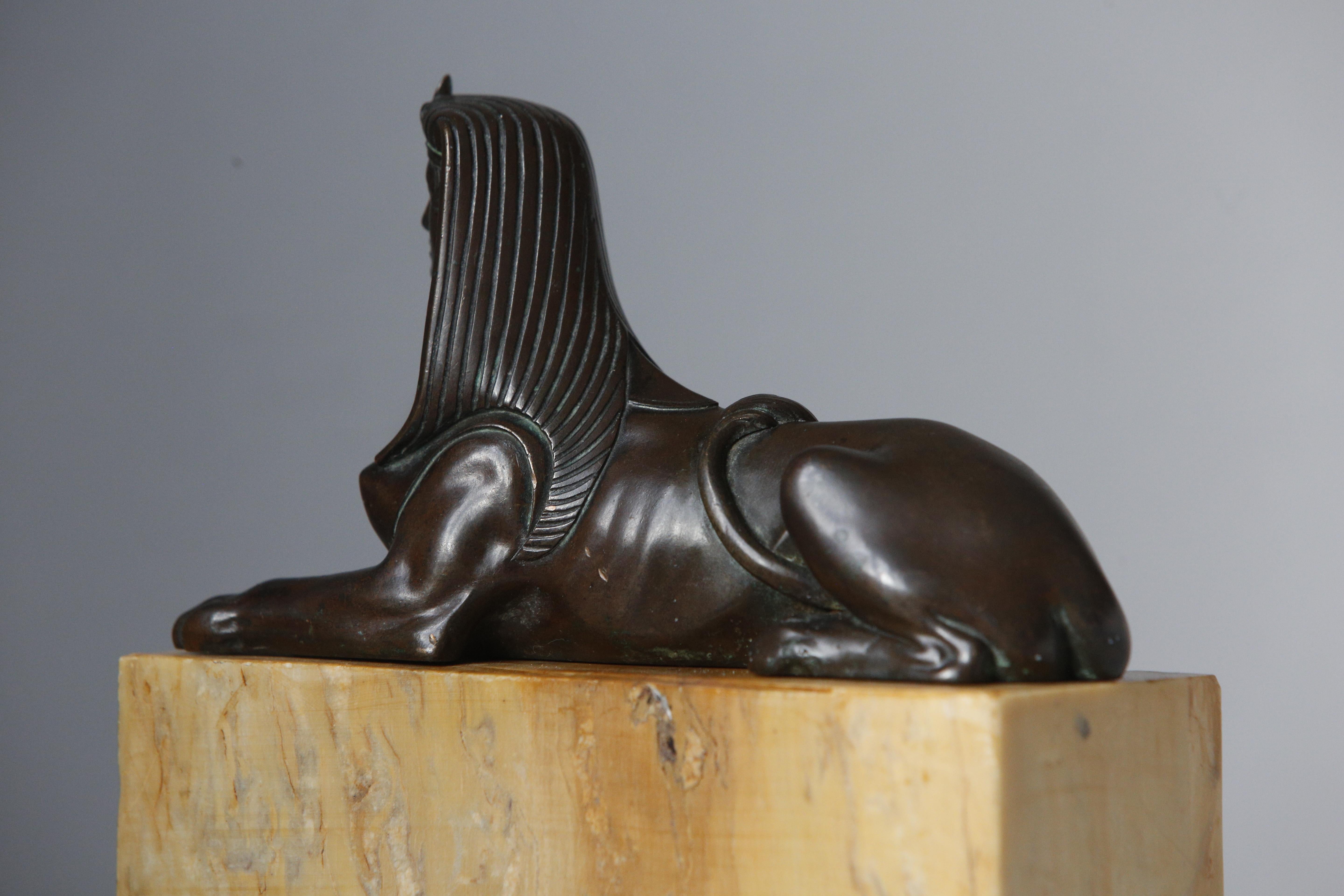 Bronze Sphinx Sienna Marble Base Grand Tour 19th Century  For Sale 6
