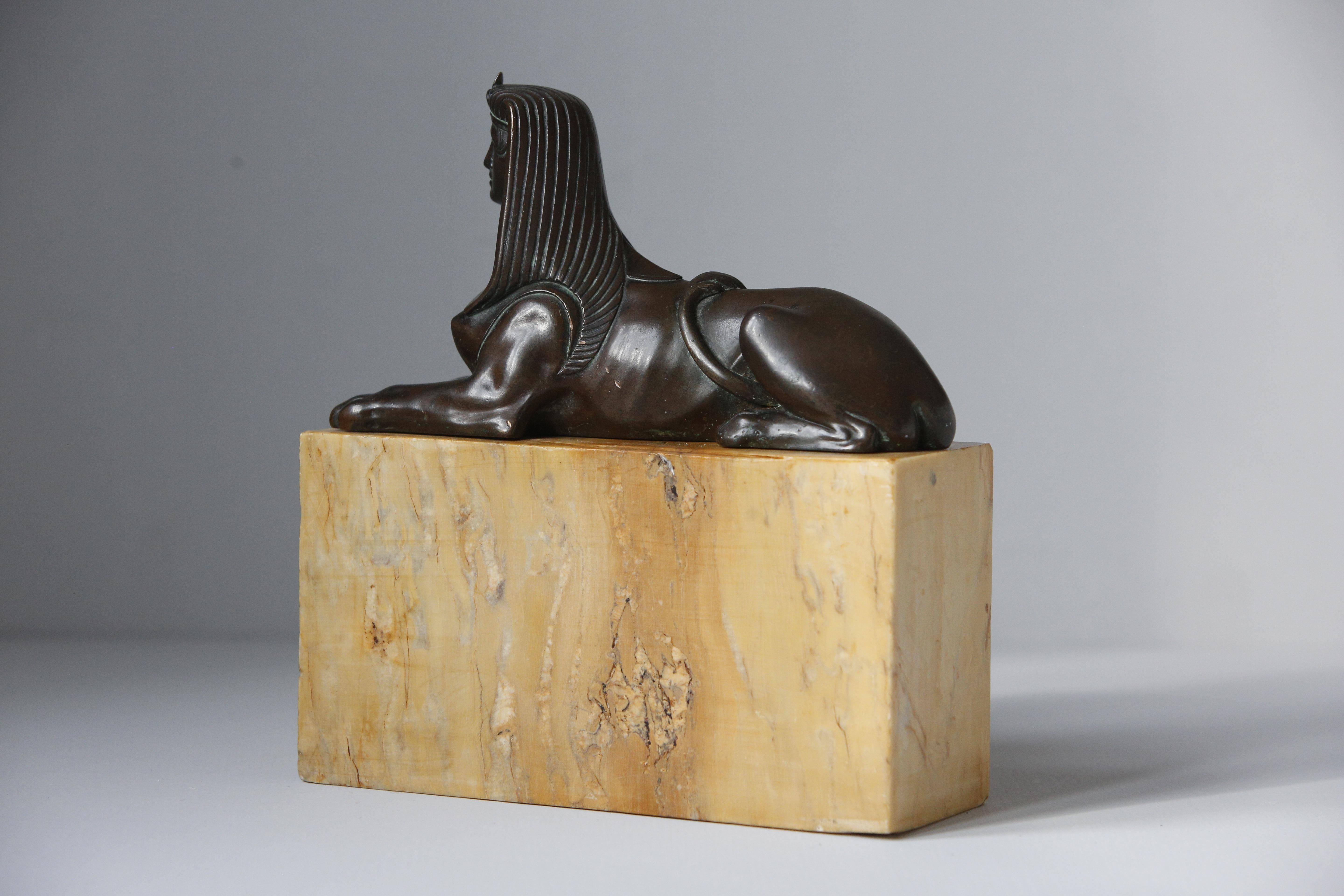 Bronze Sphinx Sienna Marble Base Grand Tour 19th Century 7