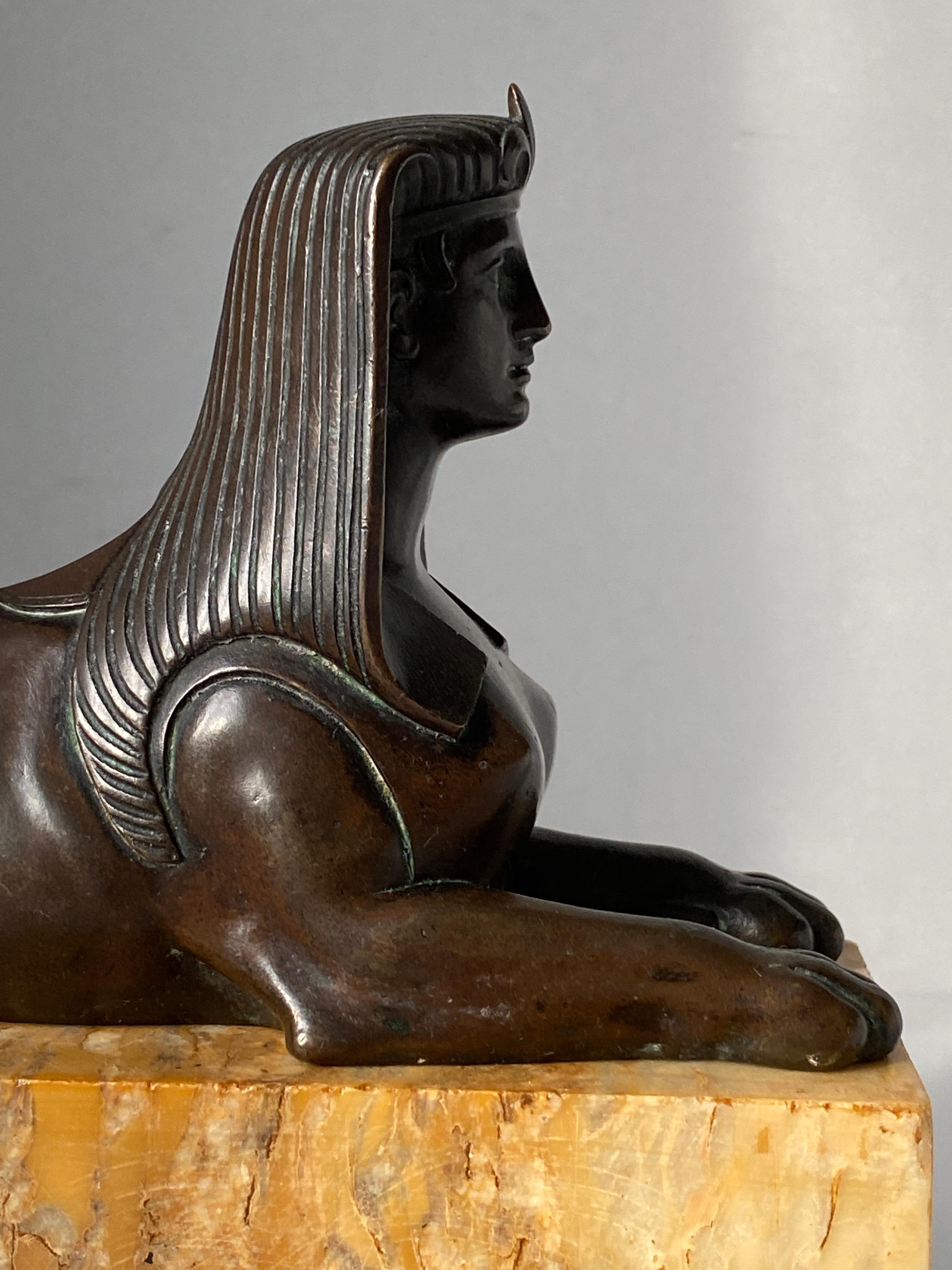 Bronze Sphinx Sienna Marble Base Grand Tour 19th Century  For Sale 8