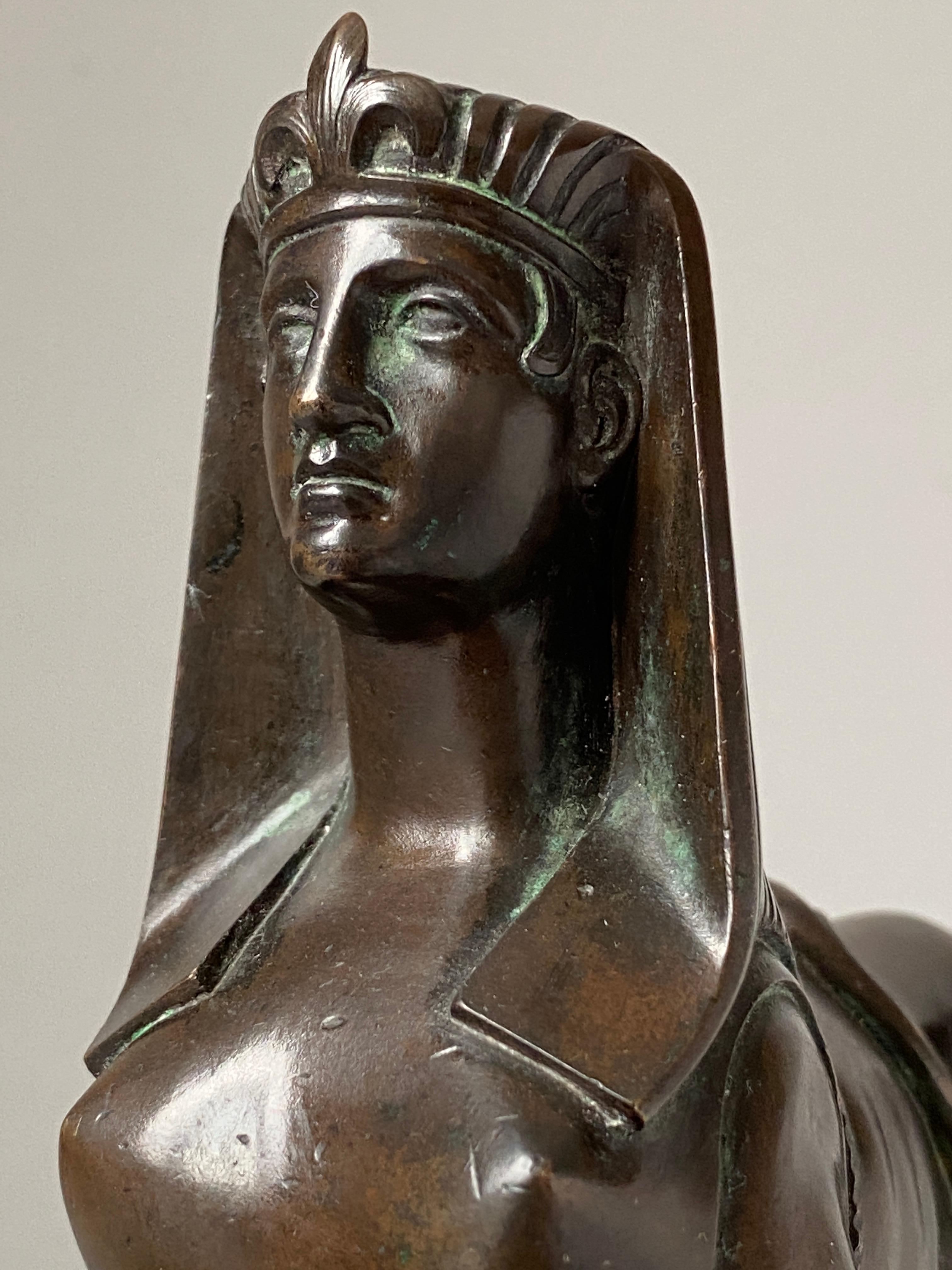Bronze Sphinx Sienna Marble Base Grand Tour 19th Century  For Sale 9