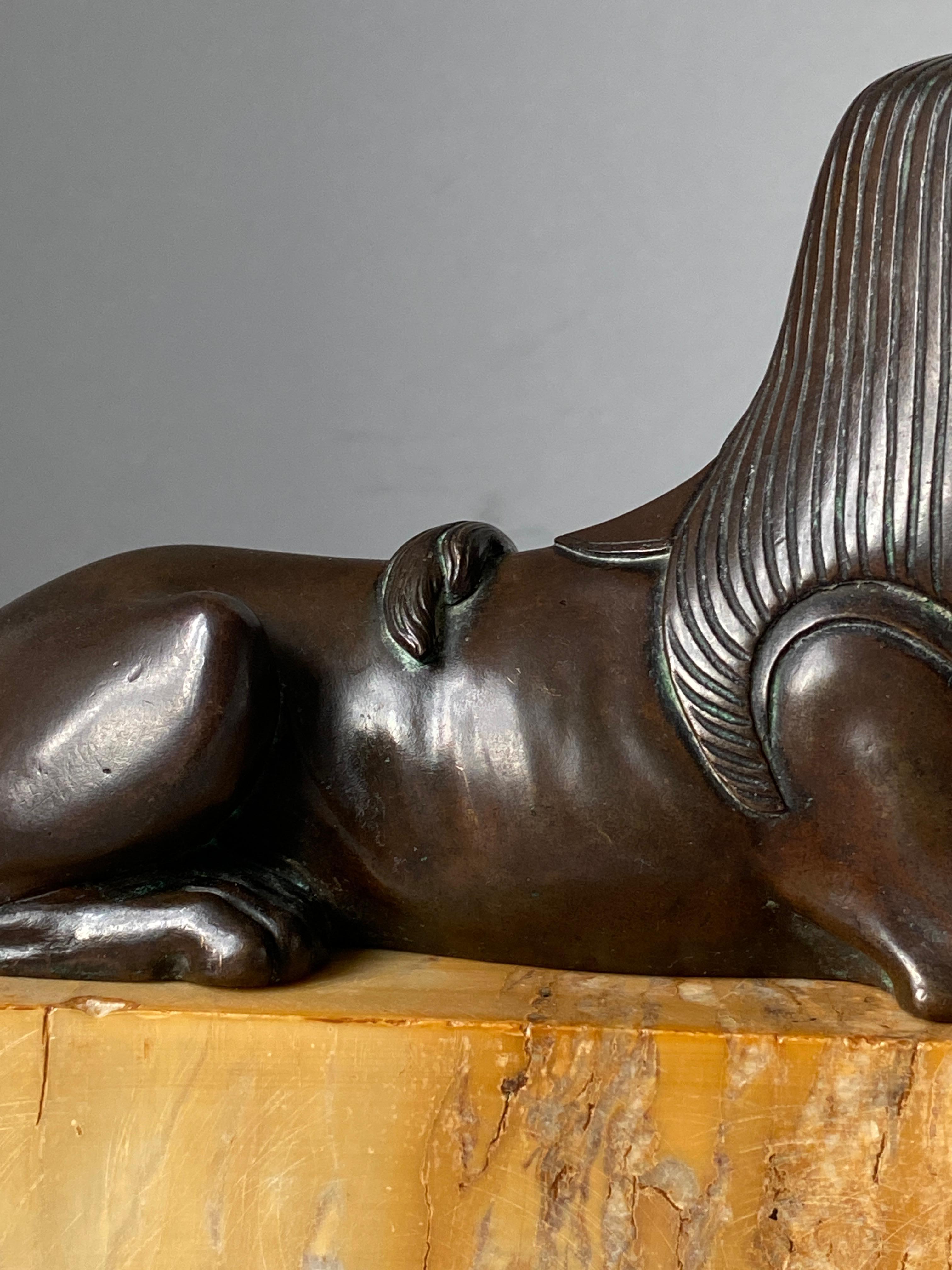 Bronze Sphinx Sienna Marble Base Grand Tour 19th Century  For Sale 10