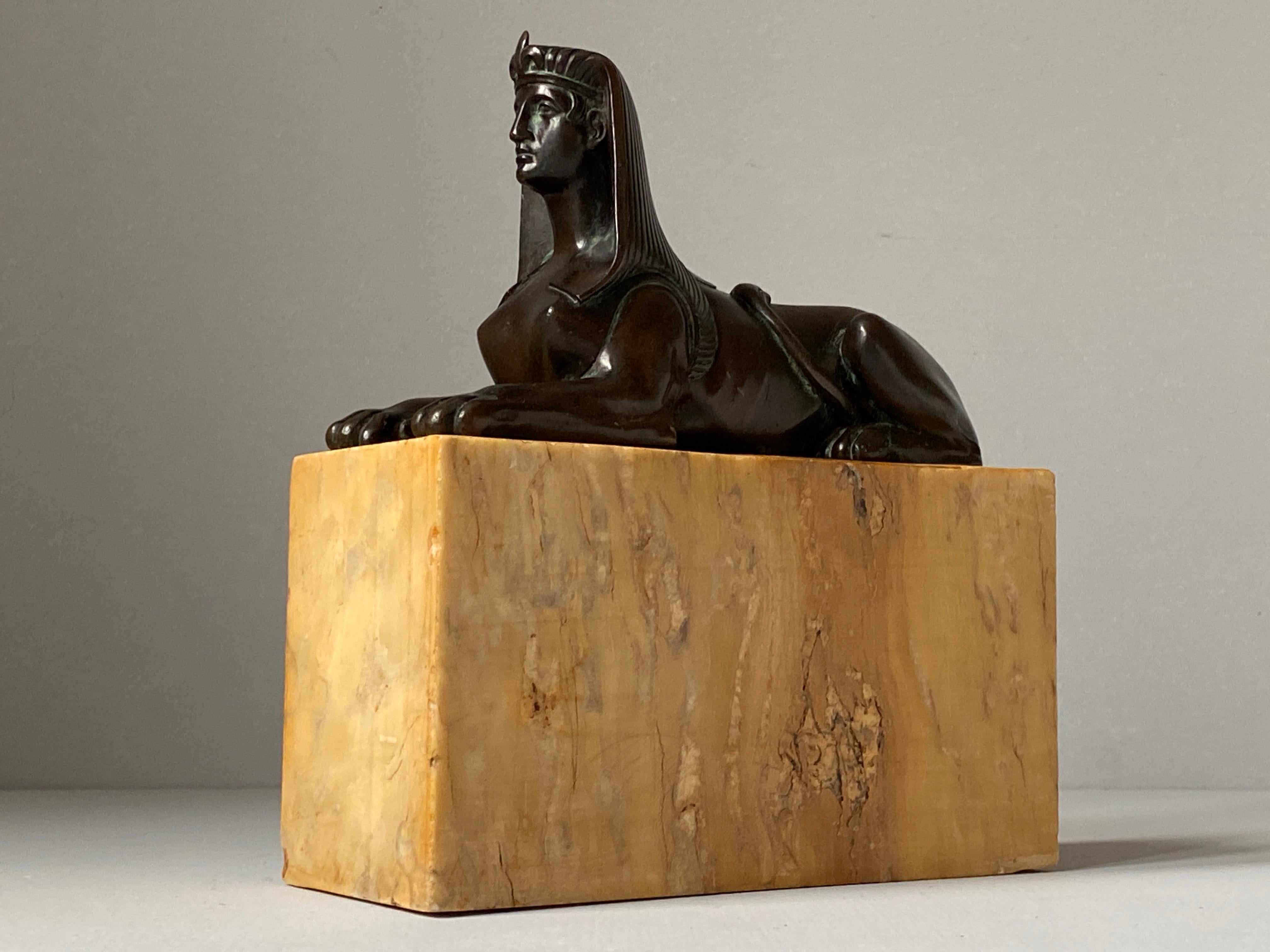 Bronze Sphinx Sienna Marble Base Grand Tour 19th Century 12