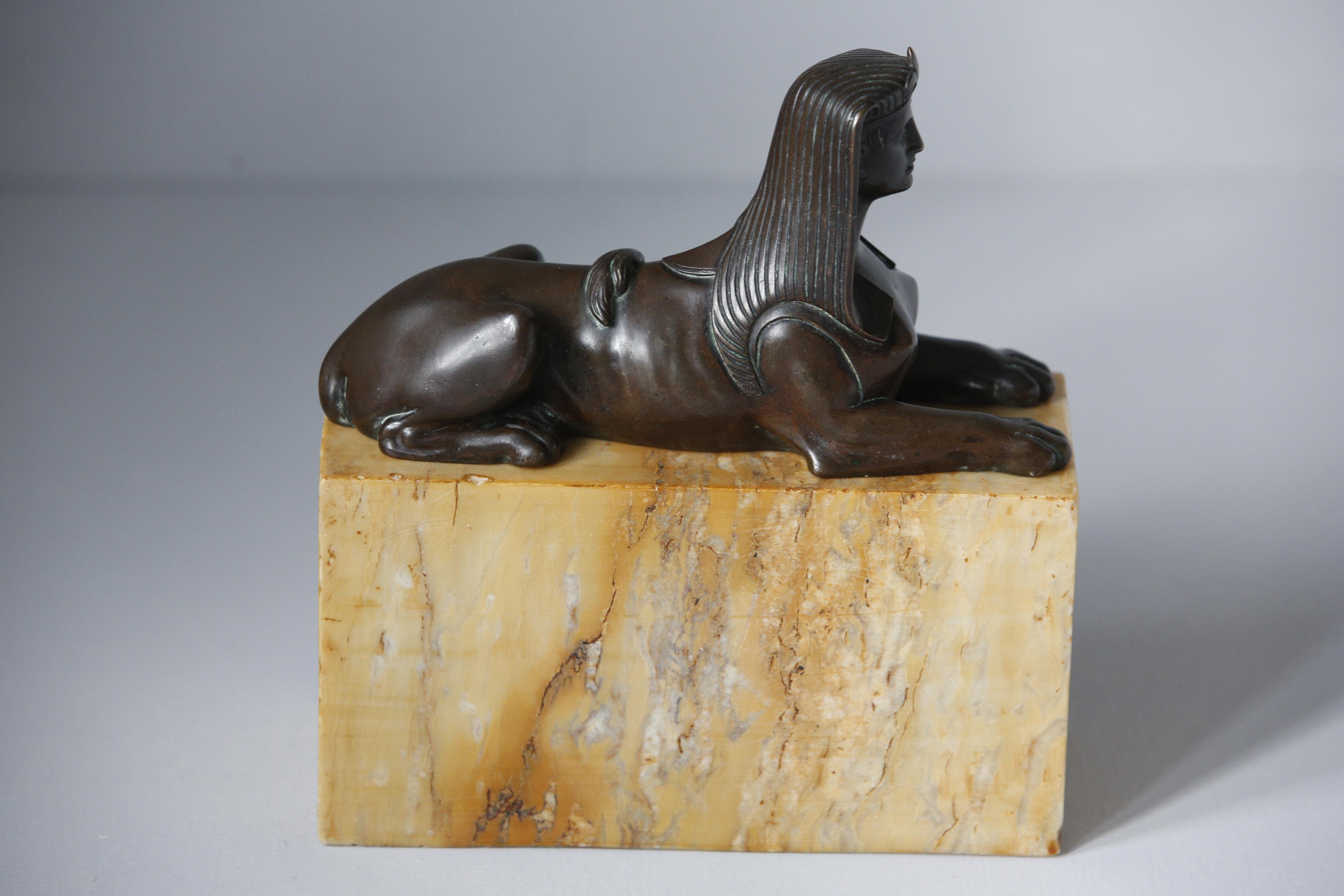 Bronze Sphinx Sienna Marble Base Grand Tour 19th Century  For Sale 2