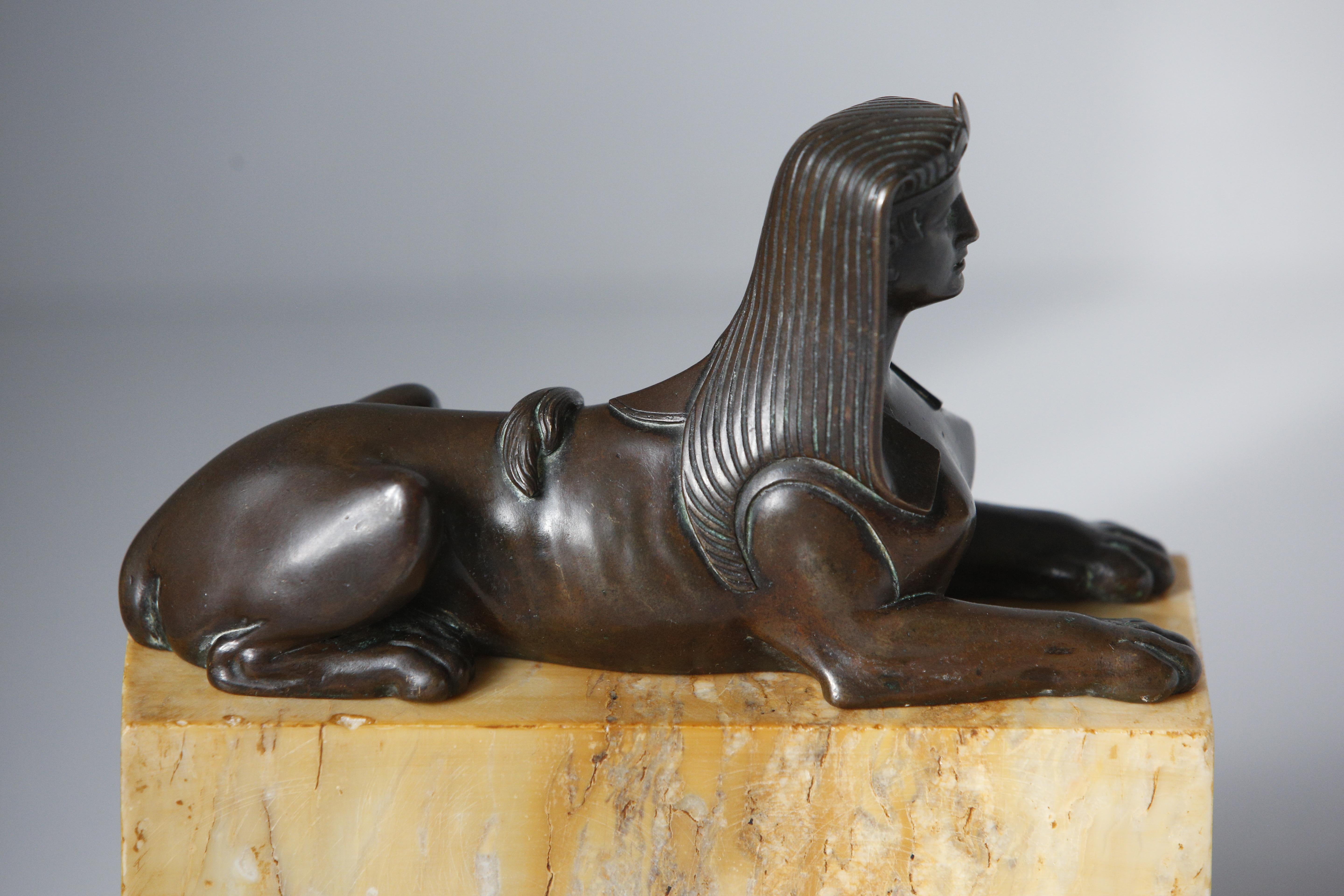 Bronze Sphinx Sienna Marble Base Grand Tour 19th Century  For Sale 3