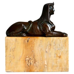 Bronze Sphinx Sienna Marble Base Grand Tour 19th Century 