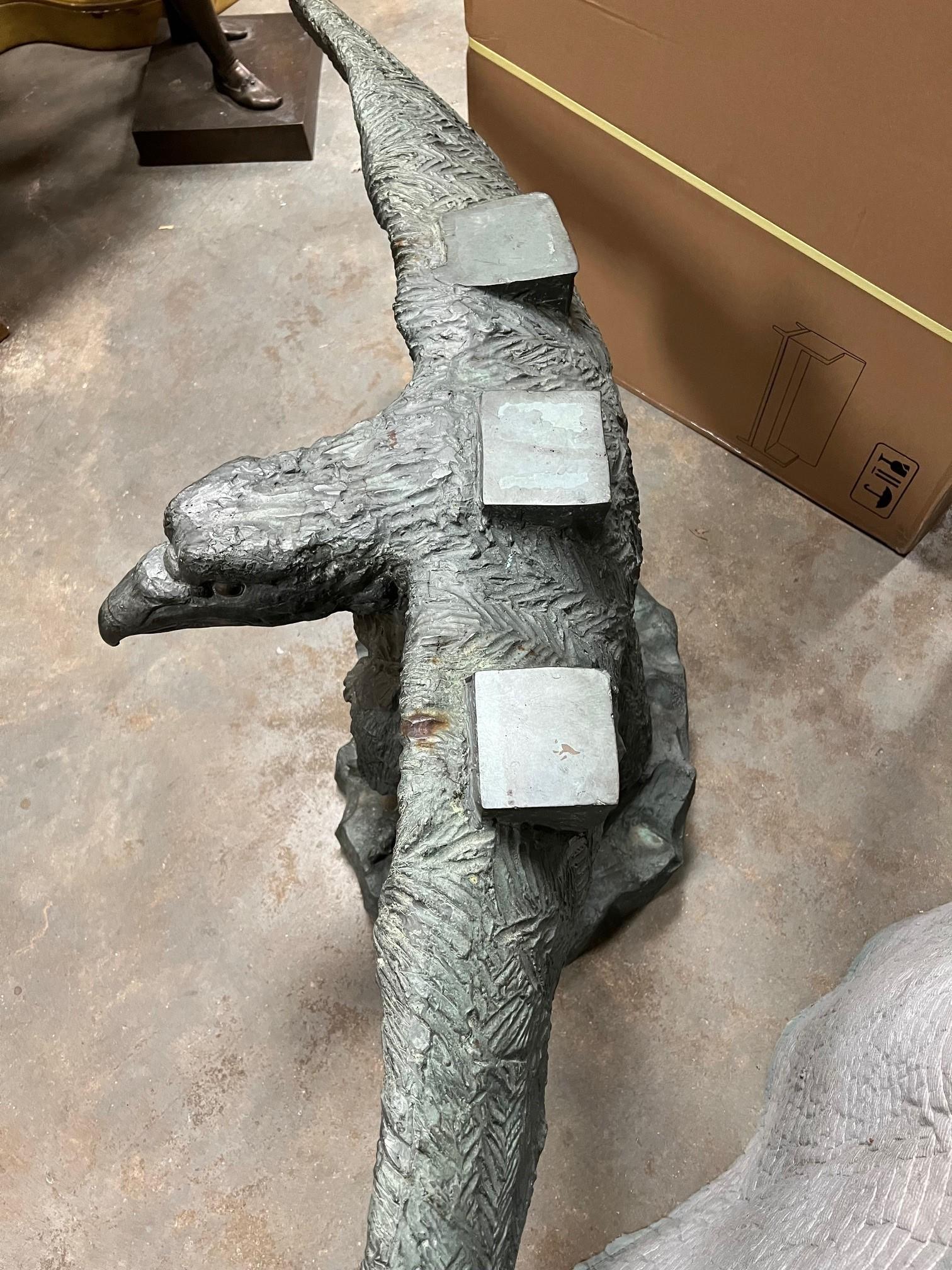 Bronze Spread Winged Eagle Sculpture Console Table For Sale 6