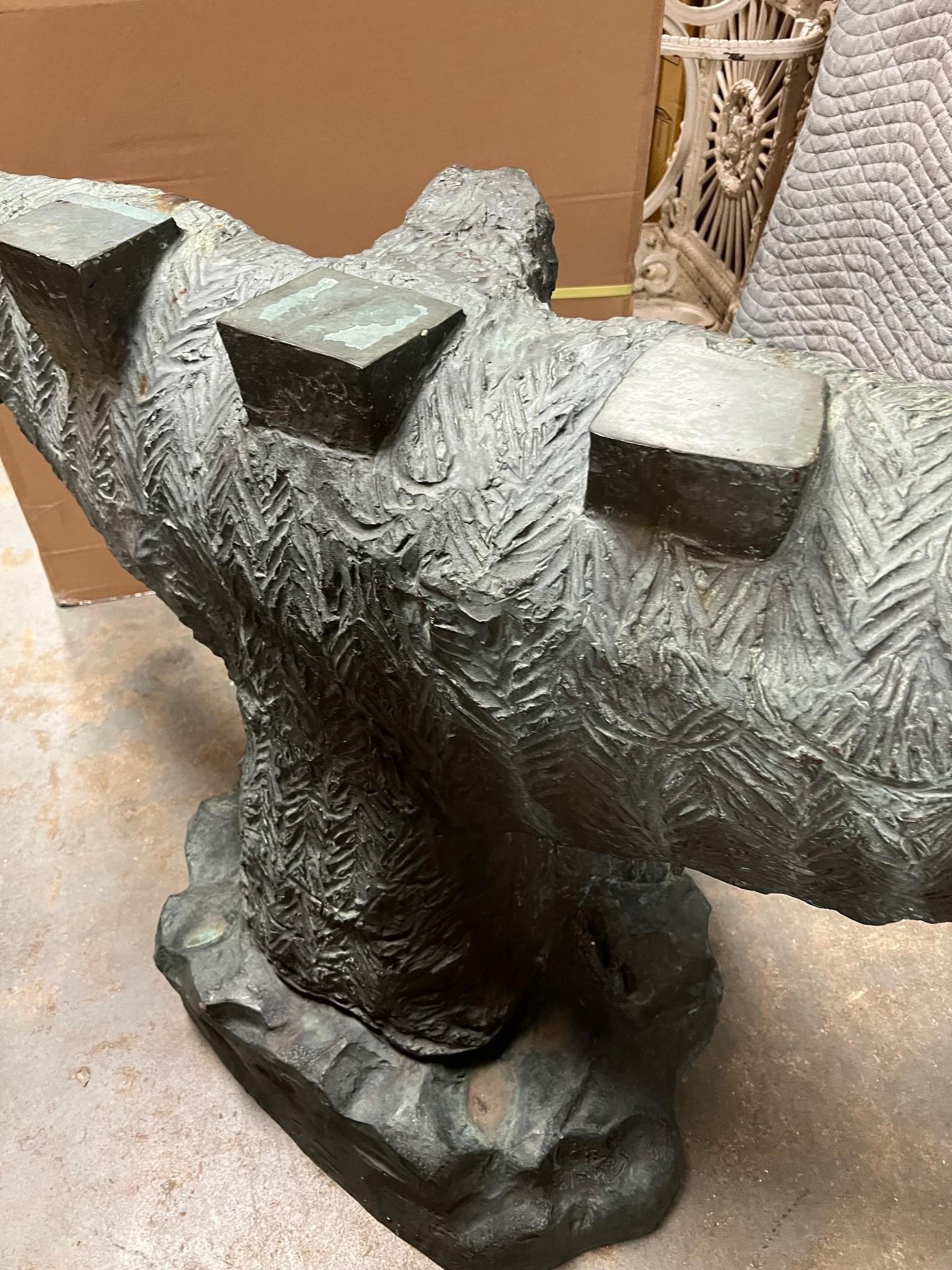 Bronze Spread Winged Eagle Sculpture Console Table For Sale 11