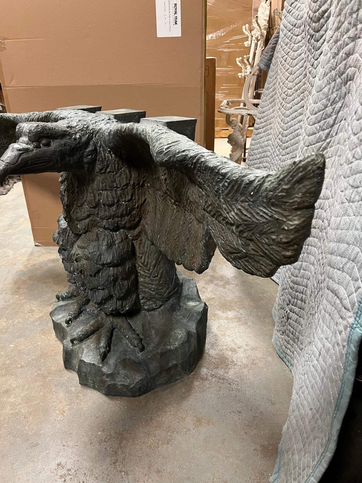 20th Century Bronze Spread Winged Eagle Sculpture Console Table  For Sale