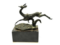 Bronze Stag by the noted American Sculptor Frank Eliscu Original Receipt
