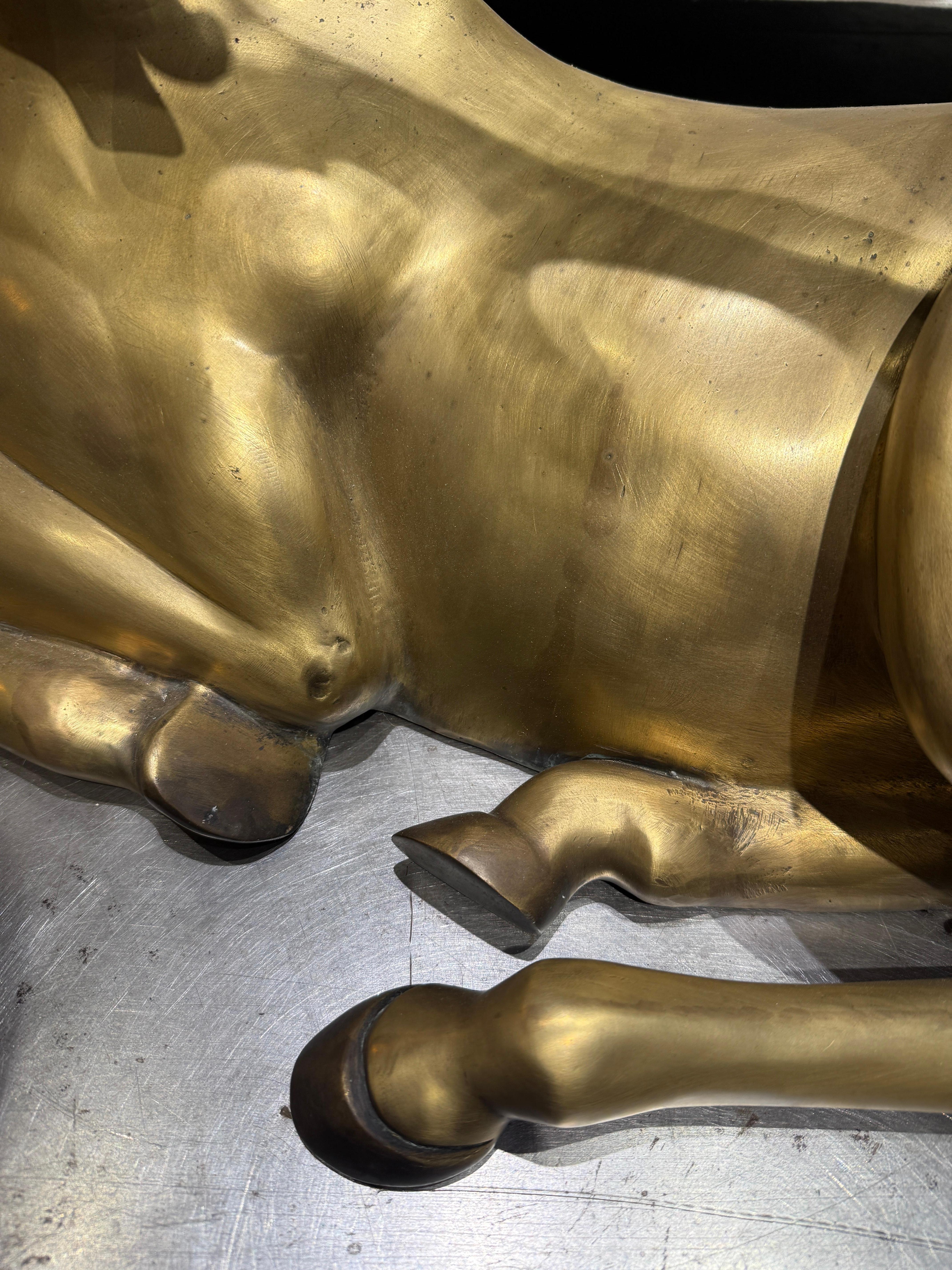 Rare bronze stag coffee table circa 1970 Duval Brasseur style 
The glass top 60x90 can be changed for a bigger one 