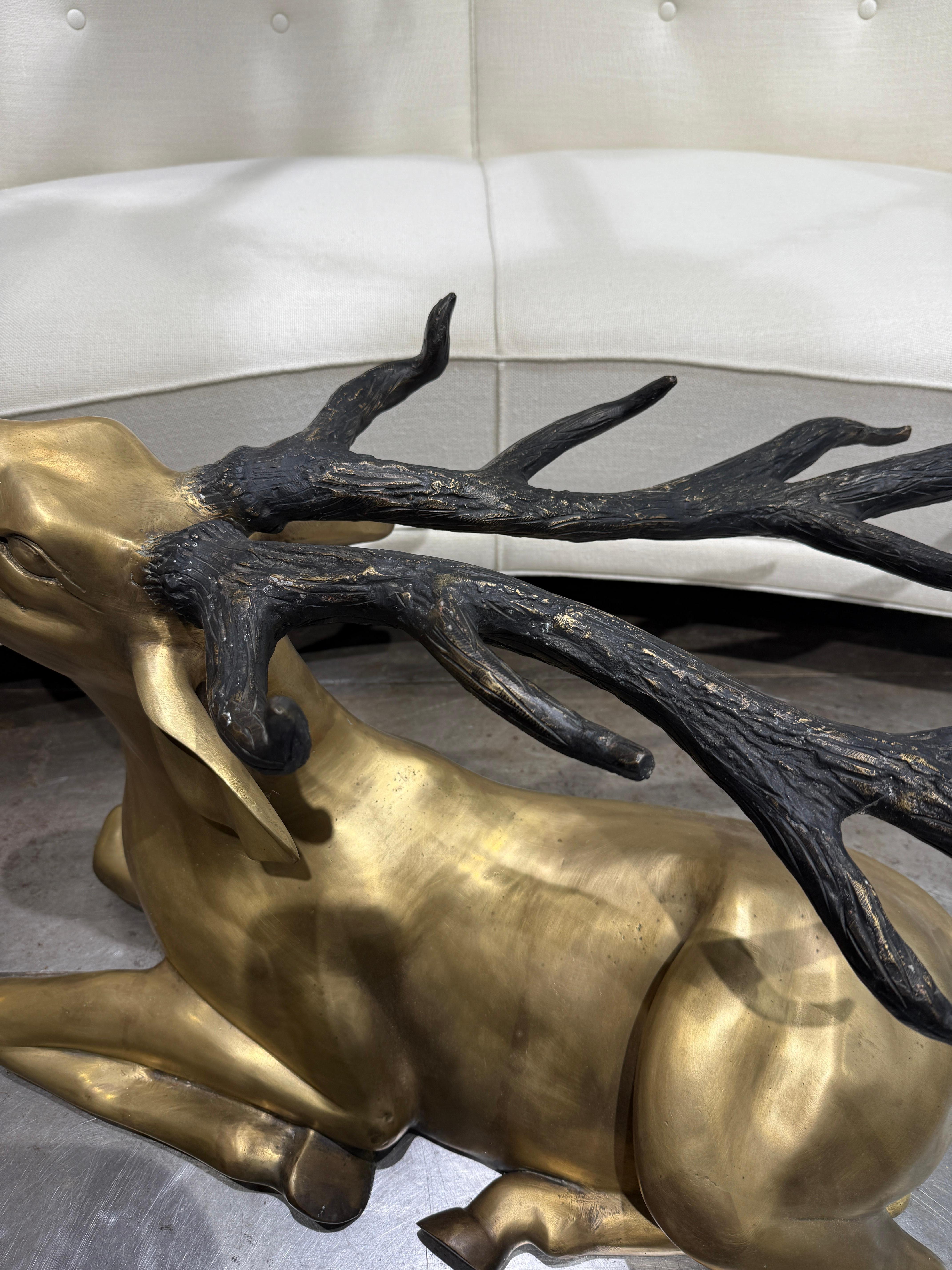 Mid-Century Modern Bronze stag coffee table circa 1970 For Sale