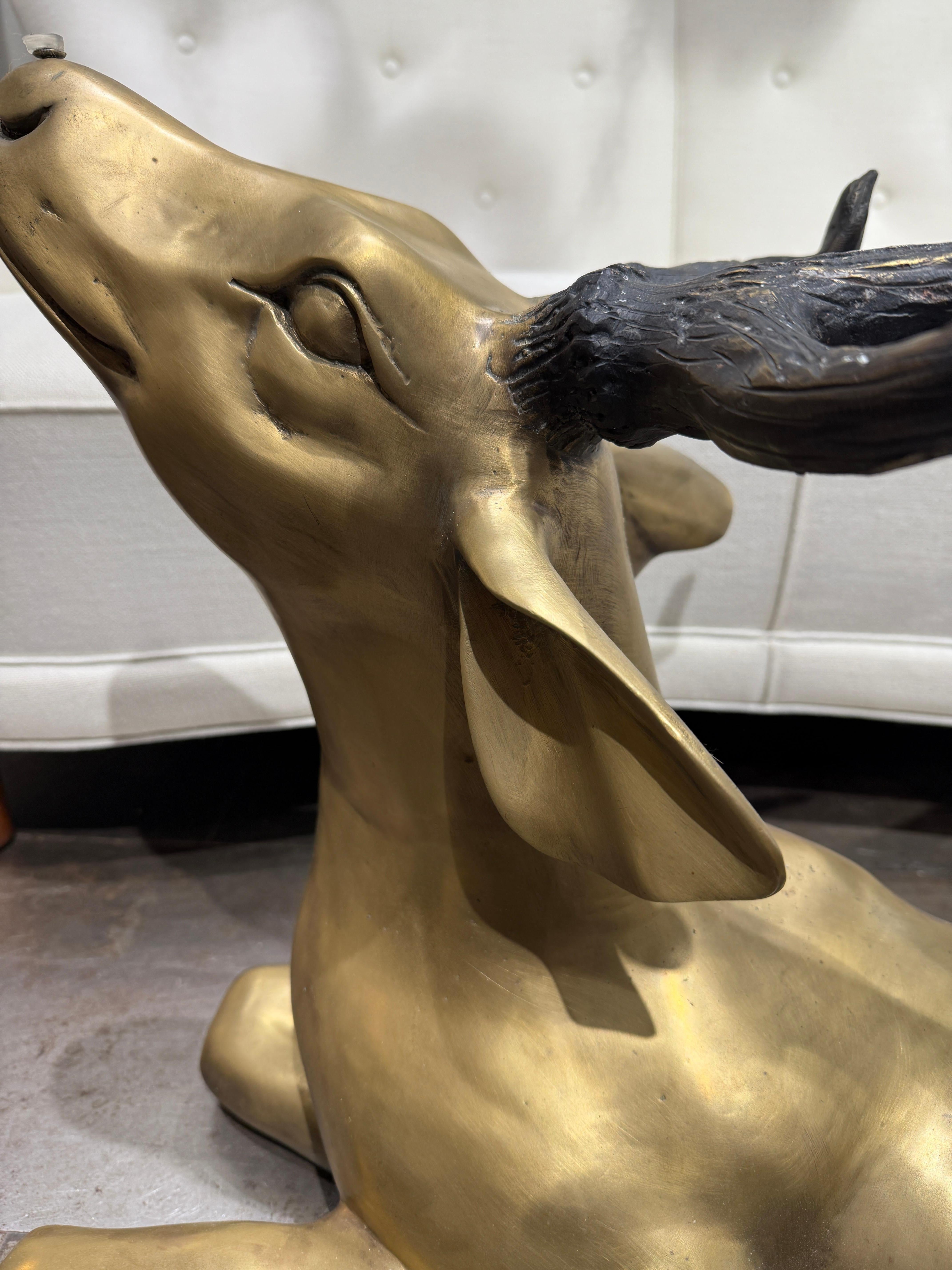 French Bronze stag coffee table circa 1970 For Sale
