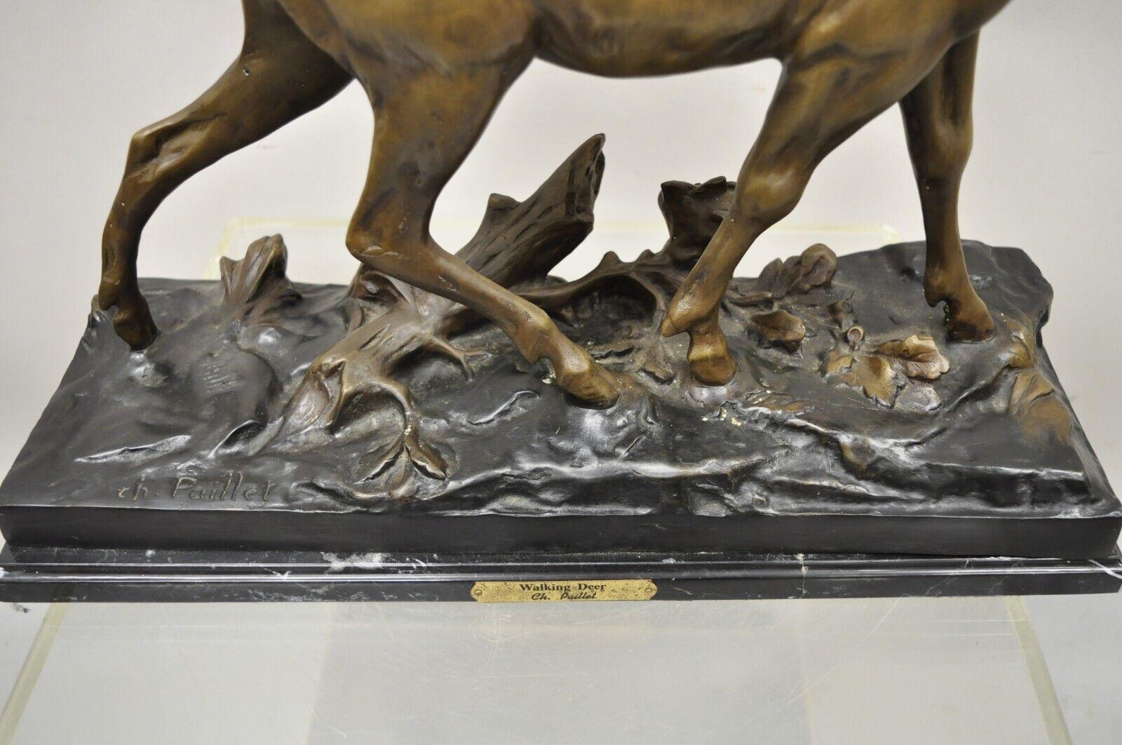 Bronze- Hirsch-Walgsteiger-Statue auf Marmorsockel nach Charles Paillet im Angebot 2
