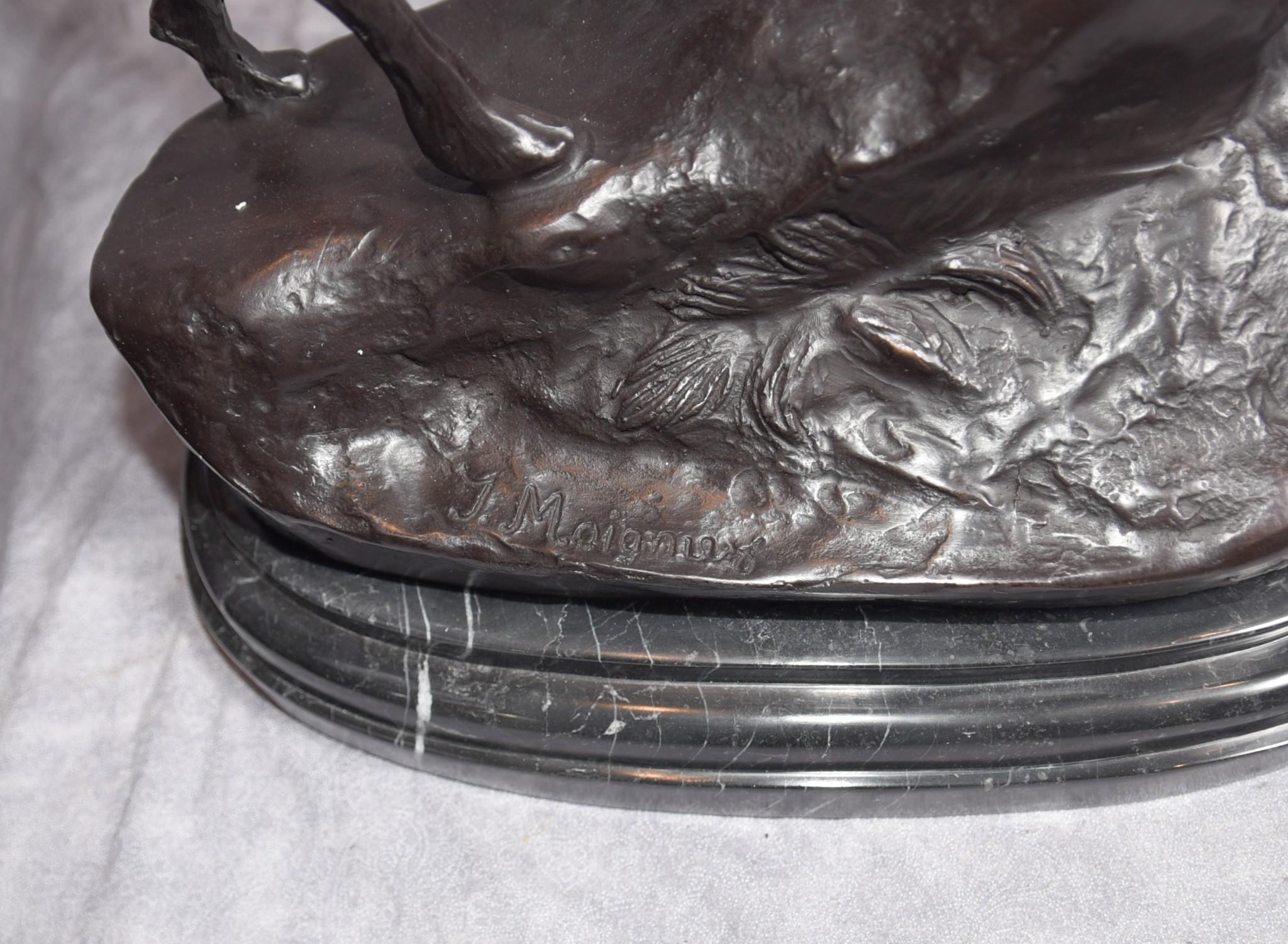 Cervi in bronzo firmati Moigniez Coppia di statue di cervi e alci in vendita 8