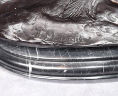 Bronze Stags Signed Moigniez Pair Stag Moose Elk Statues