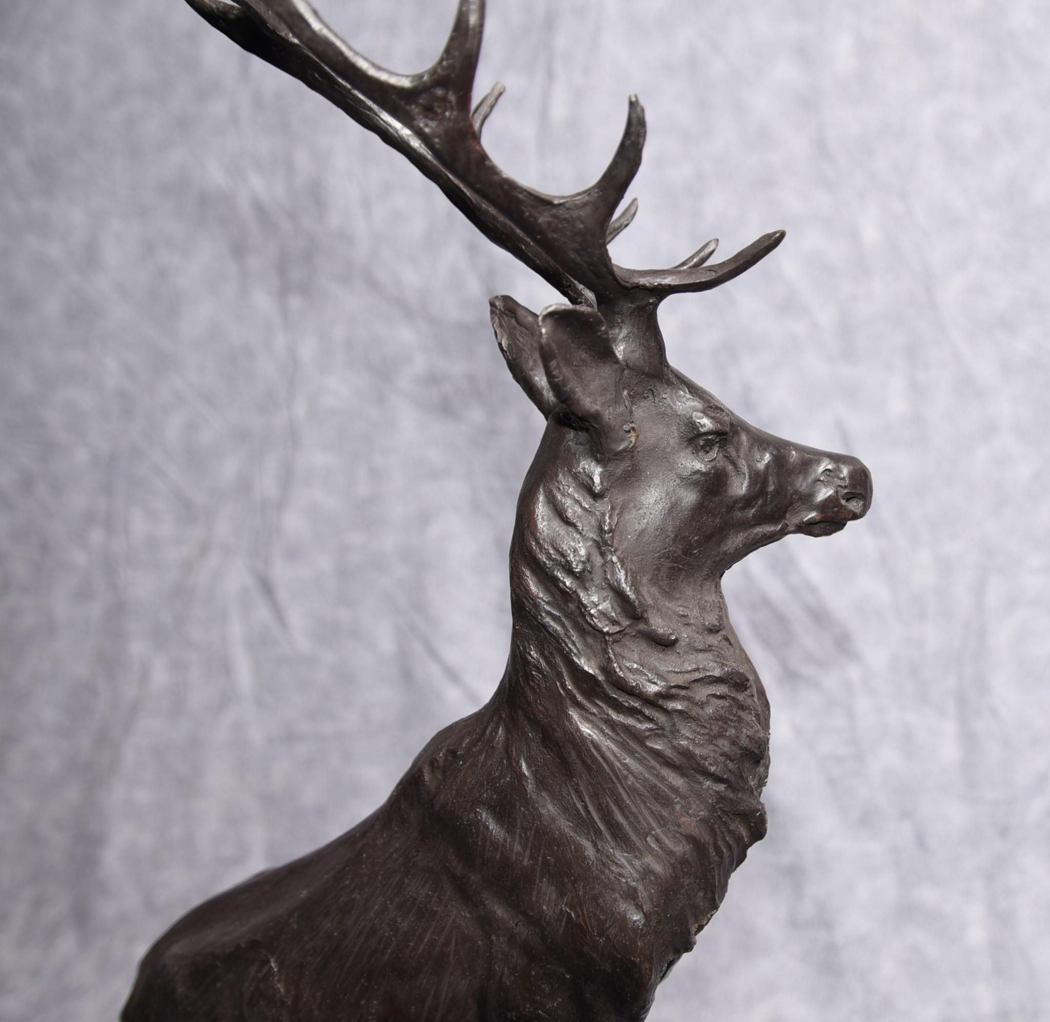 Bronze Cerfs Signé Moigniez Paire de Statues Cerf Elan Élan en vente 1