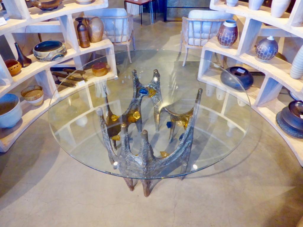 Bronze Stalactite Dining Table with Jewels, circa 1970s 4