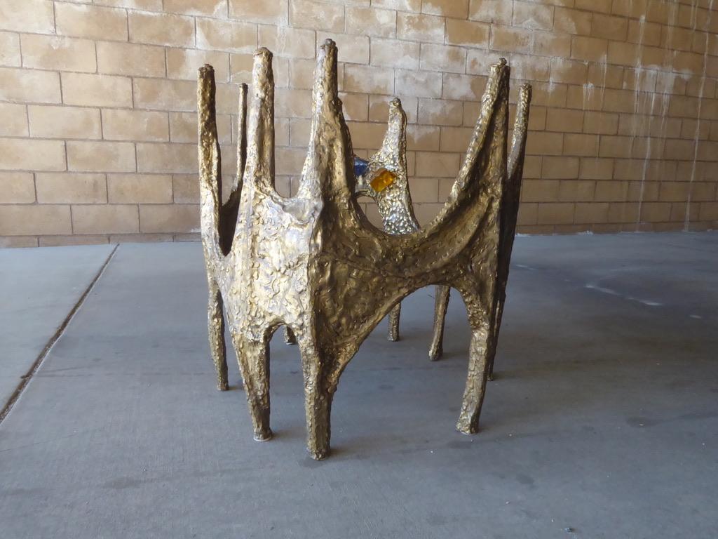 Bronze Stalactite Dining Table with Jewels, circa 1970s In Good Condition In Palm Springs, CA