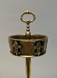 Bronze Standing Ashtray with Lily Flower Decor