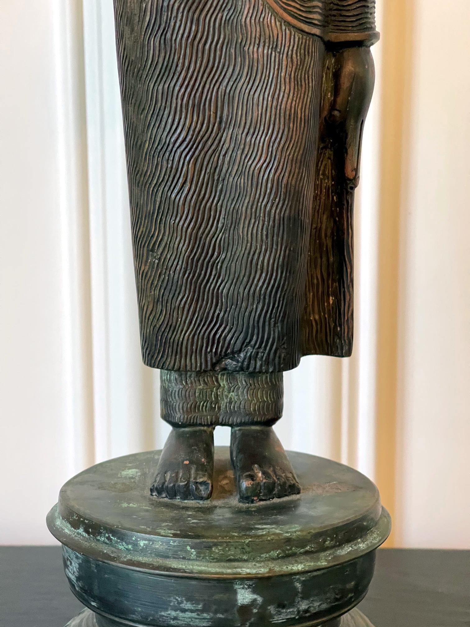 19th Century Bronze Standing Buddha Statue on Pedestal Sri Lanka