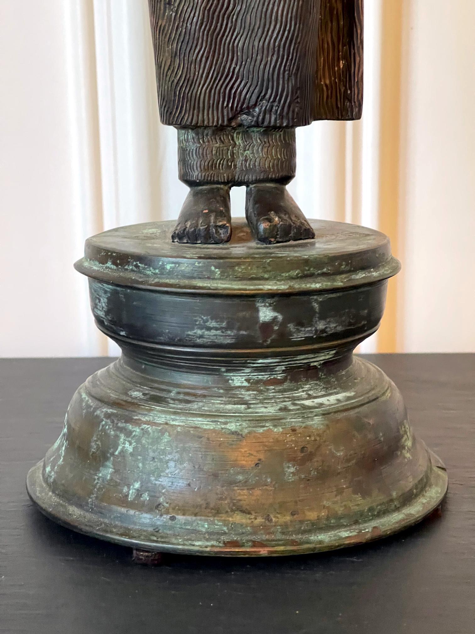 Bronze Standing Buddha Statue on Pedestal Sri Lanka 1