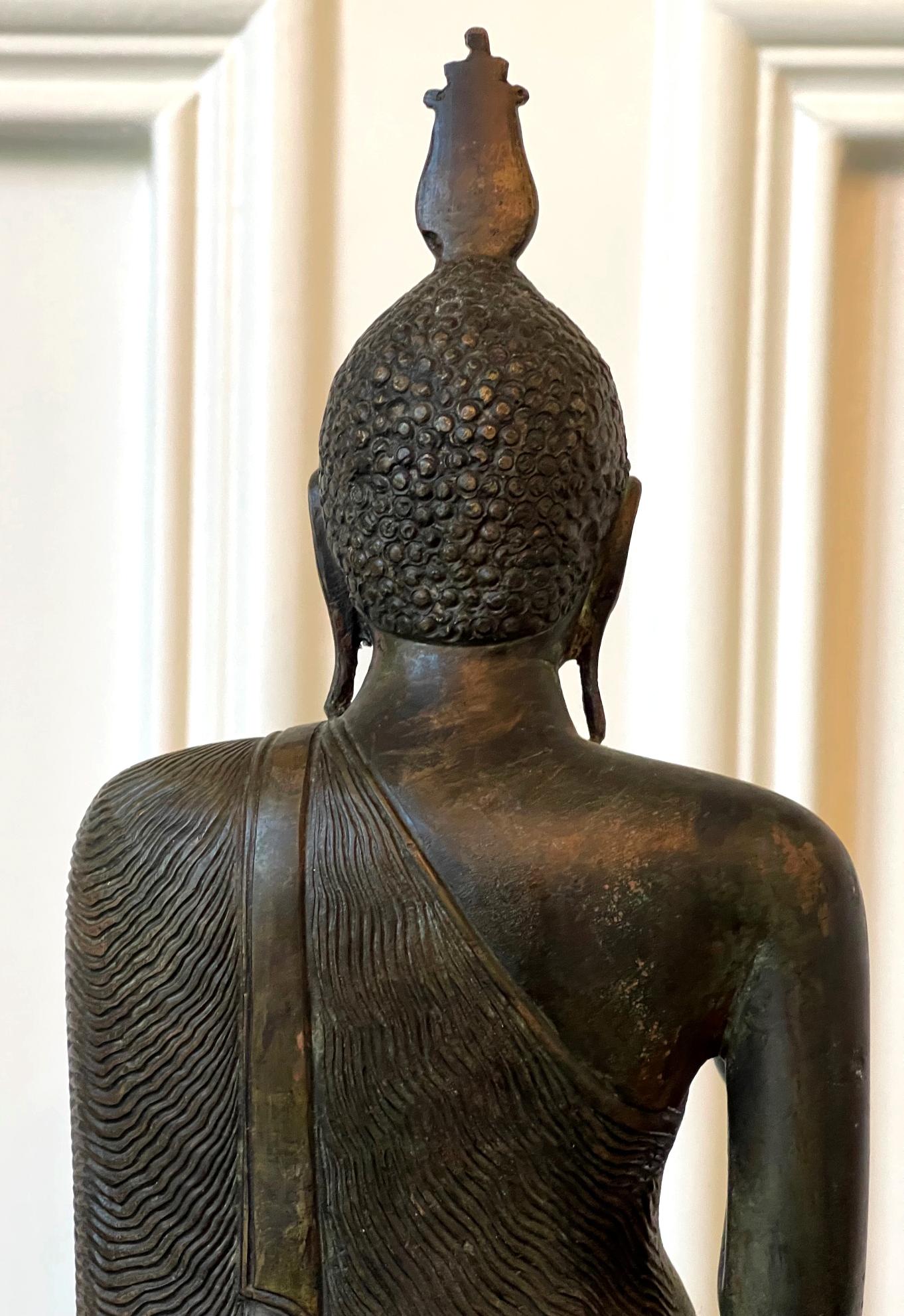 Bronze Standing Buddha Statue on Pedestal Sri Lanka 3