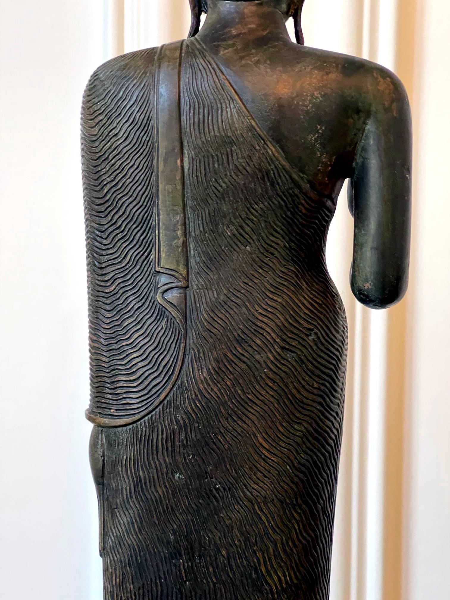Bronze Standing Buddha Statue on Pedestal Sri Lanka 4