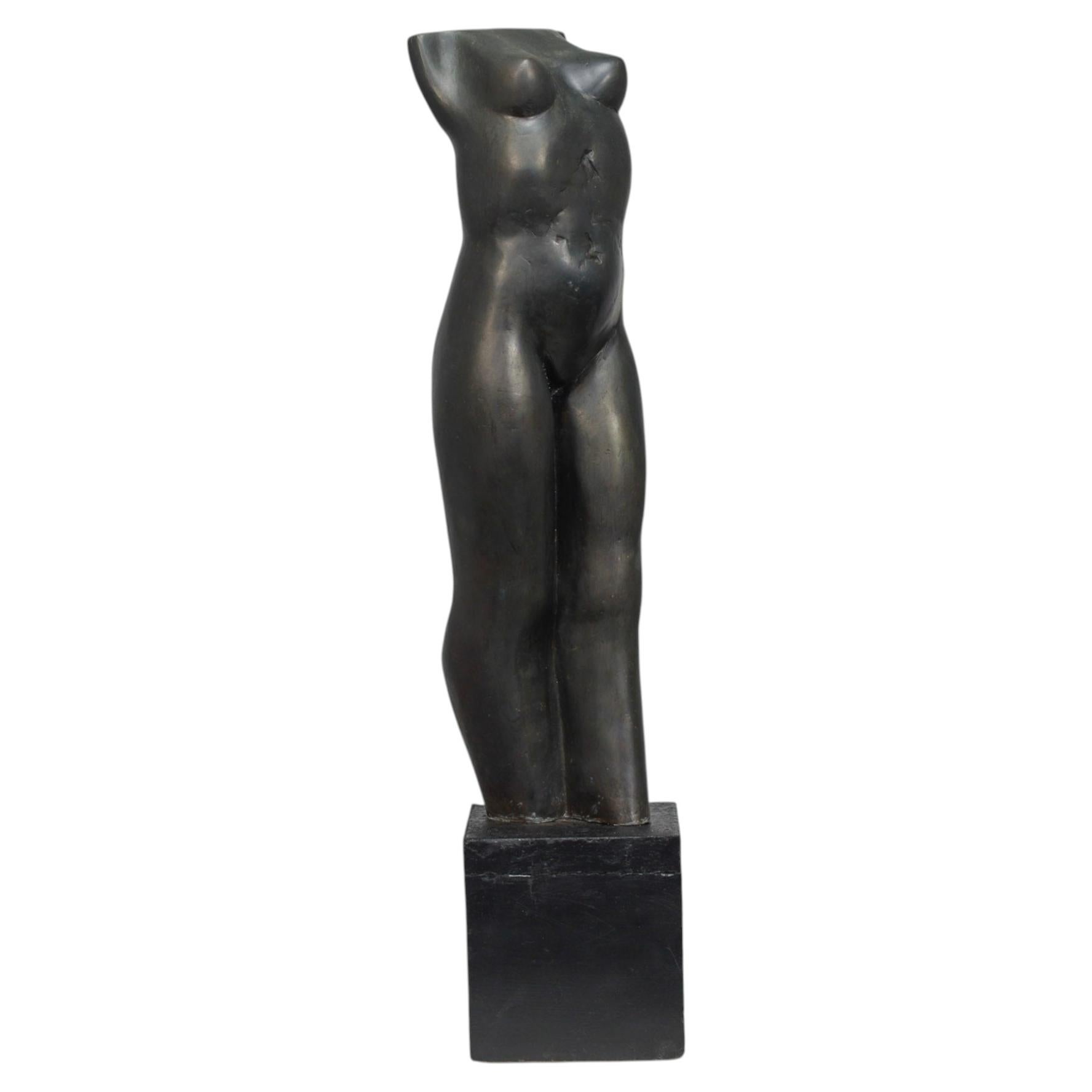 Bronze Standing Female Torso Sculpture by Francine Govers, 1990s