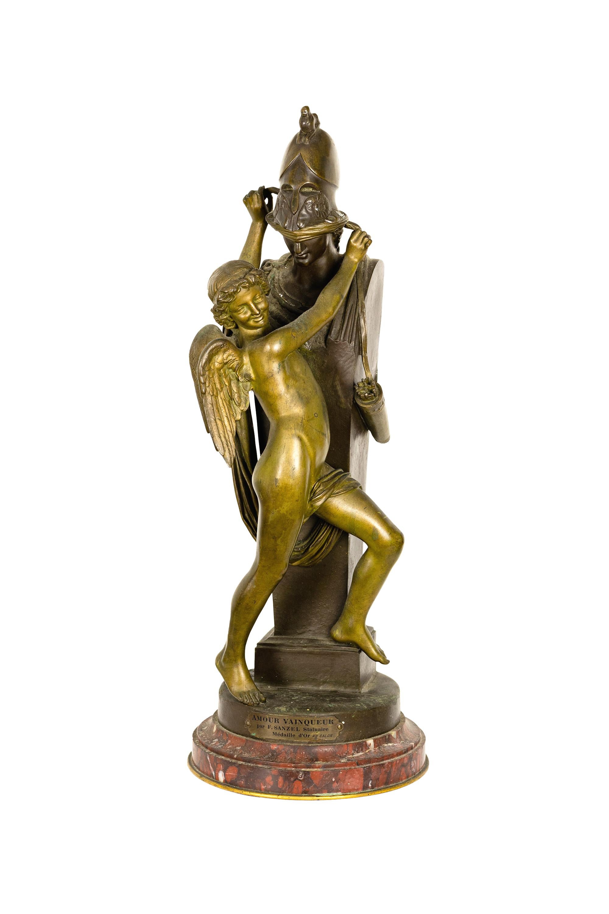 Patinated Bronze Statue Amour Captif by Felix Sanzel, 20th Century For Sale