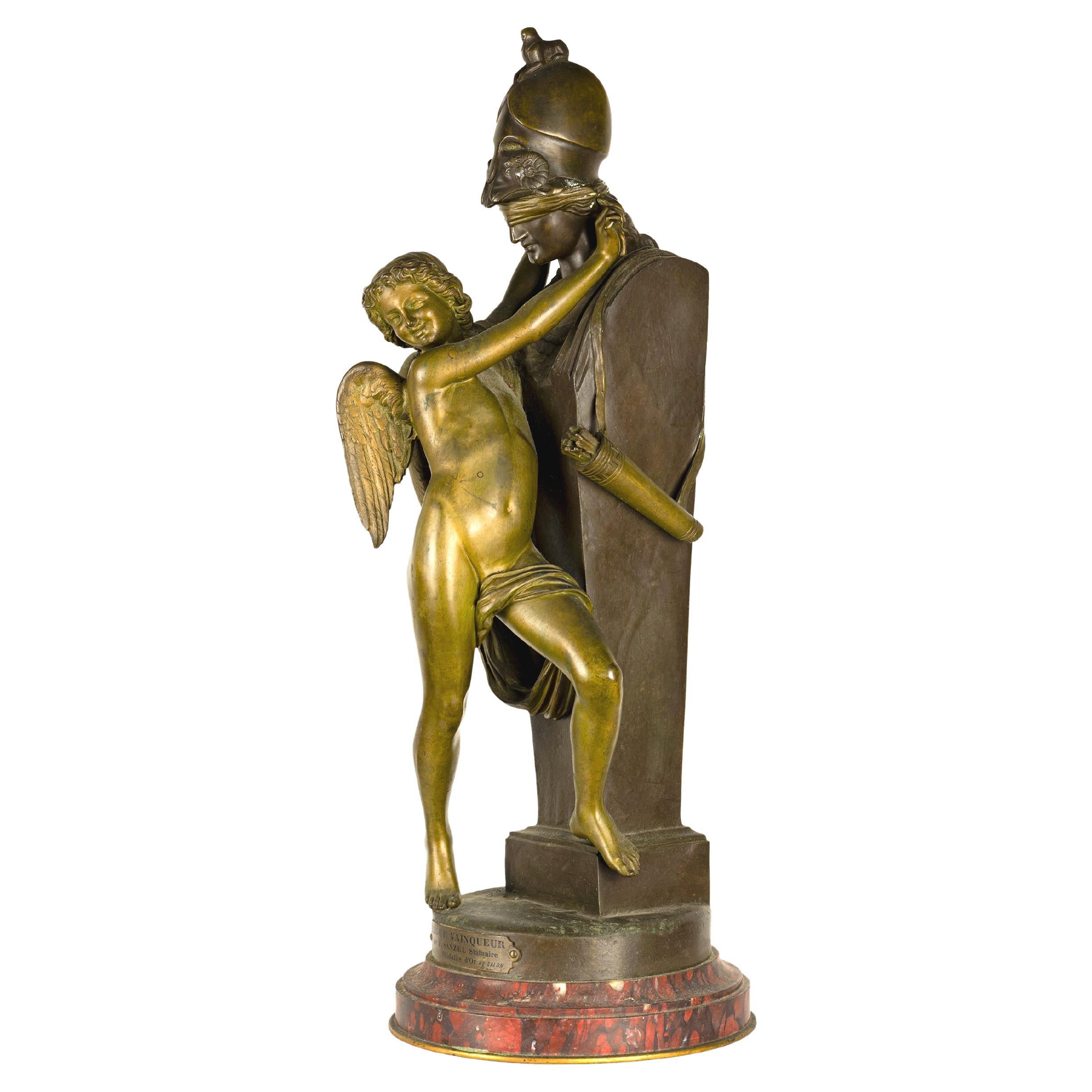 Bronze Statue Amour Captif by Felix Sanzel, 20th Century For Sale