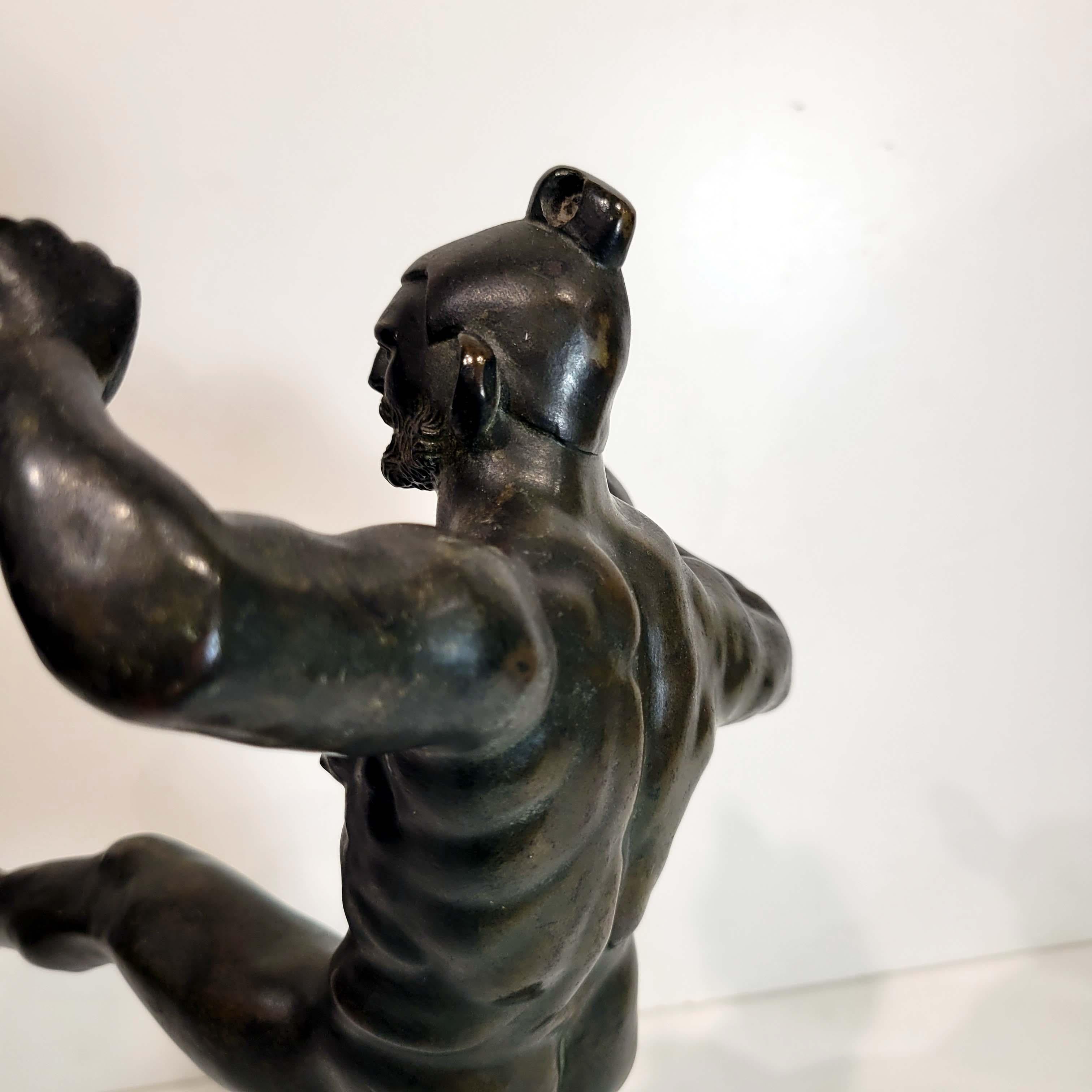 Bronze Statue Depicting a Fighter, Roman Revival 18/19c For Sale 5