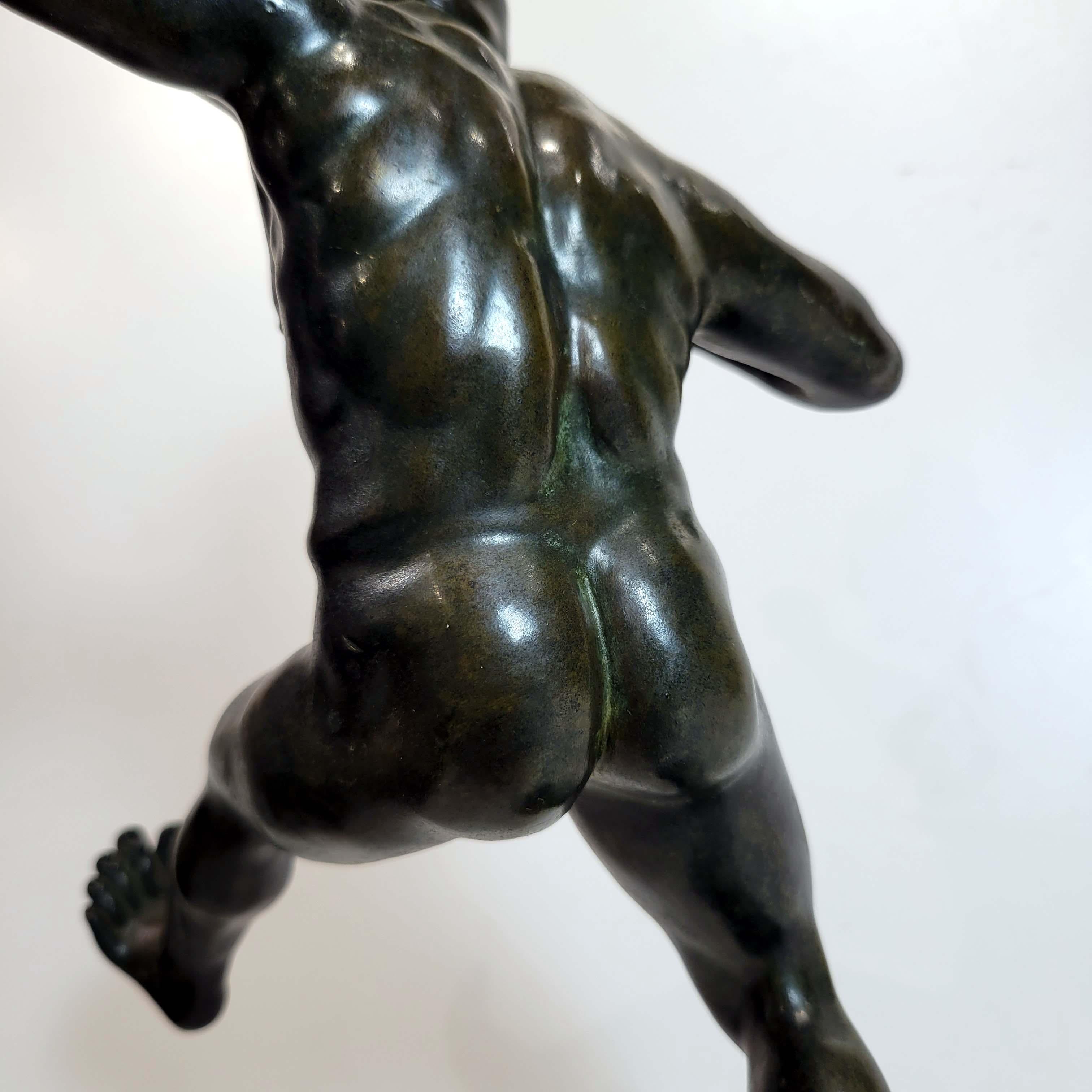 Bronze Statue Depicting a Fighter, Roman Revival 18/19c For Sale 6