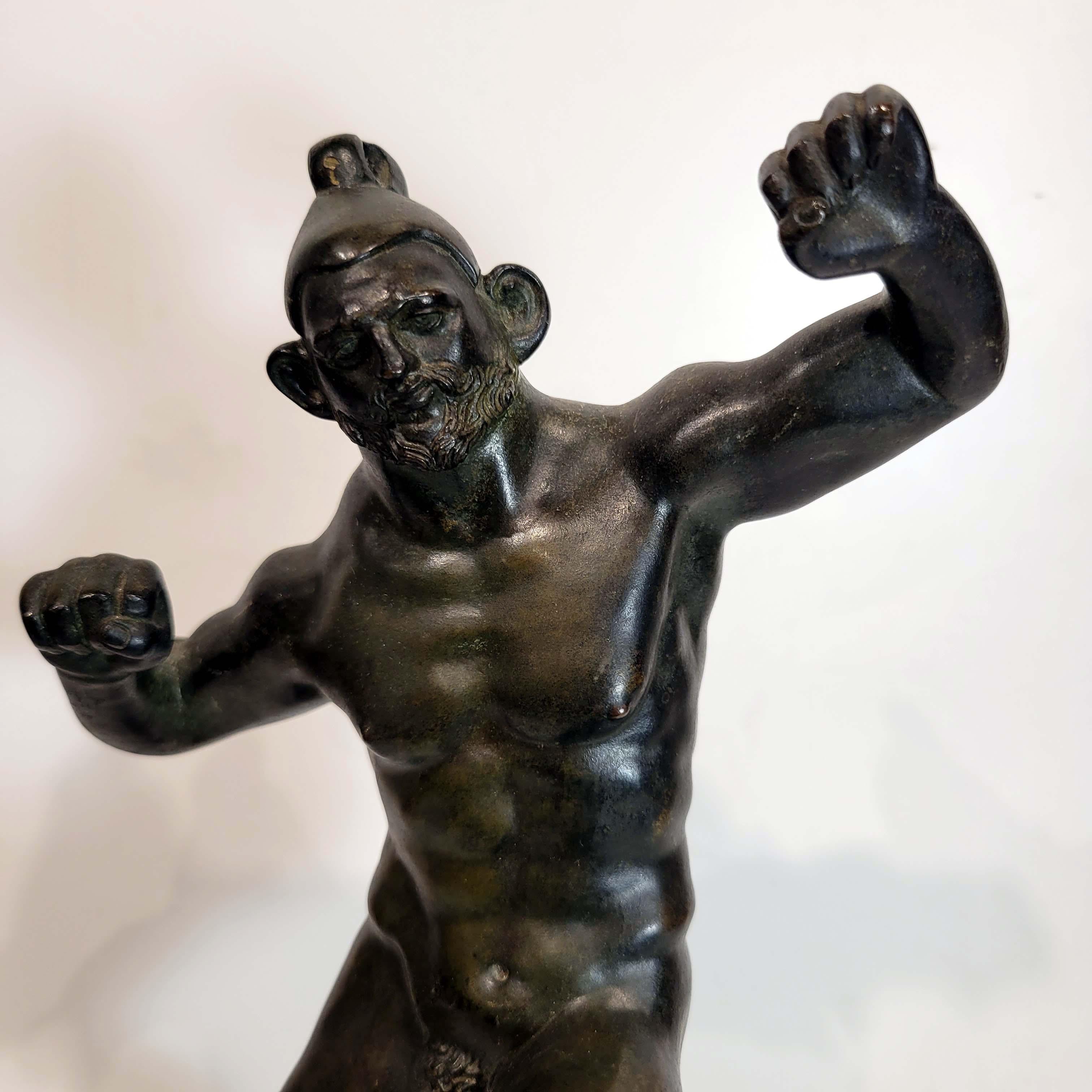 Italian Bronze Statue Depicting a Fighter, Roman Revival 18/19c For Sale