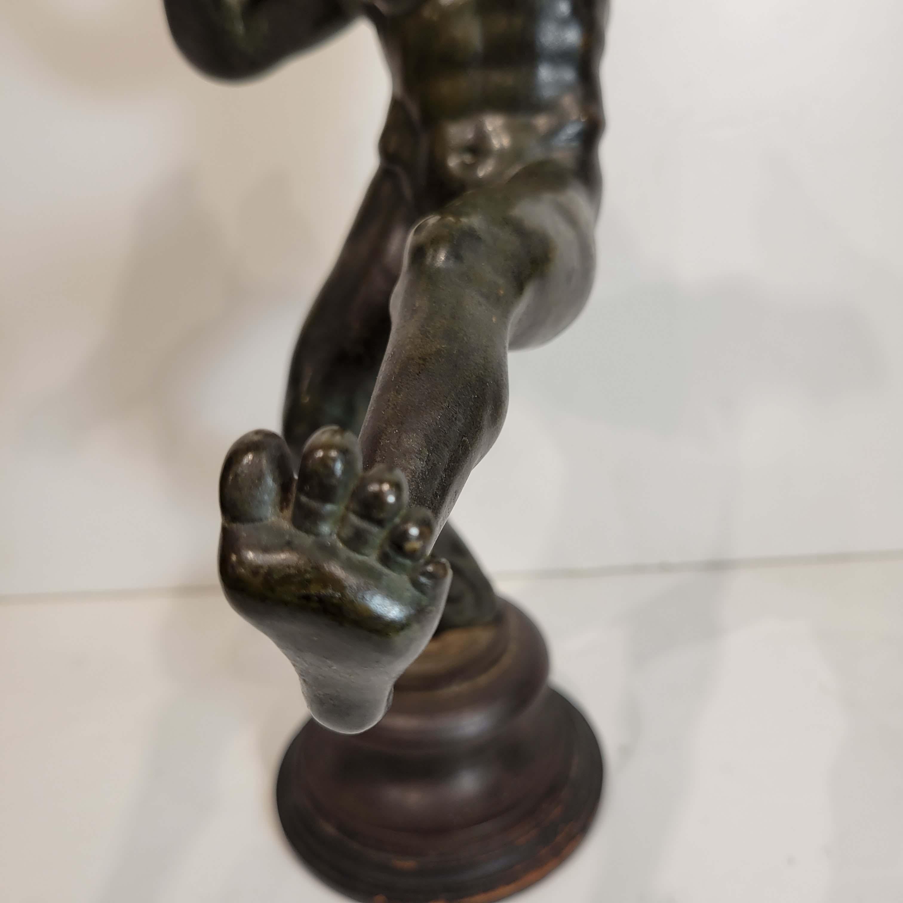 Cast Bronze Statue Depicting a Fighter, Roman Revival 18/19c For Sale