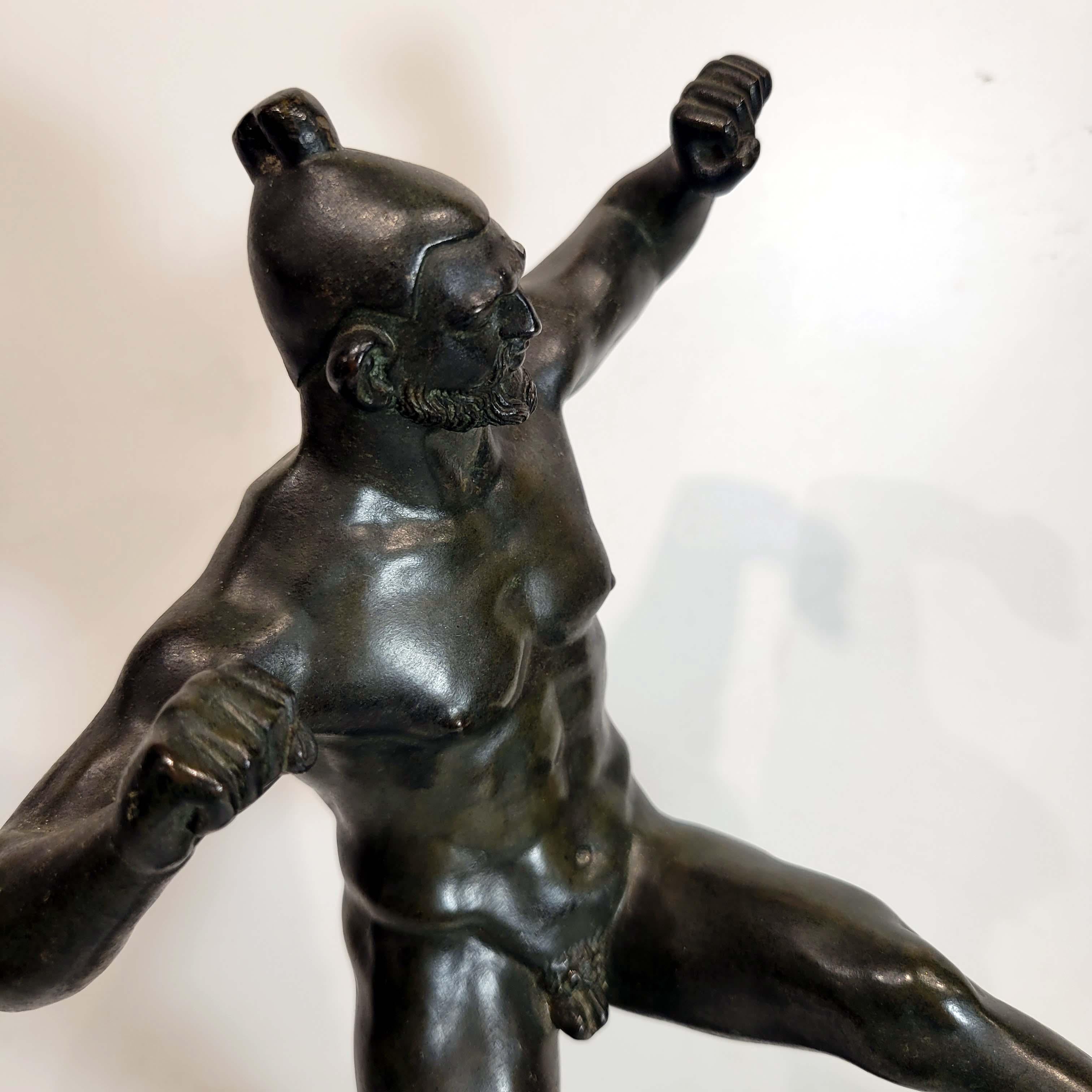 Early 19th Century Bronze Statue Depicting a Fighter, Roman Revival 18/19c For Sale