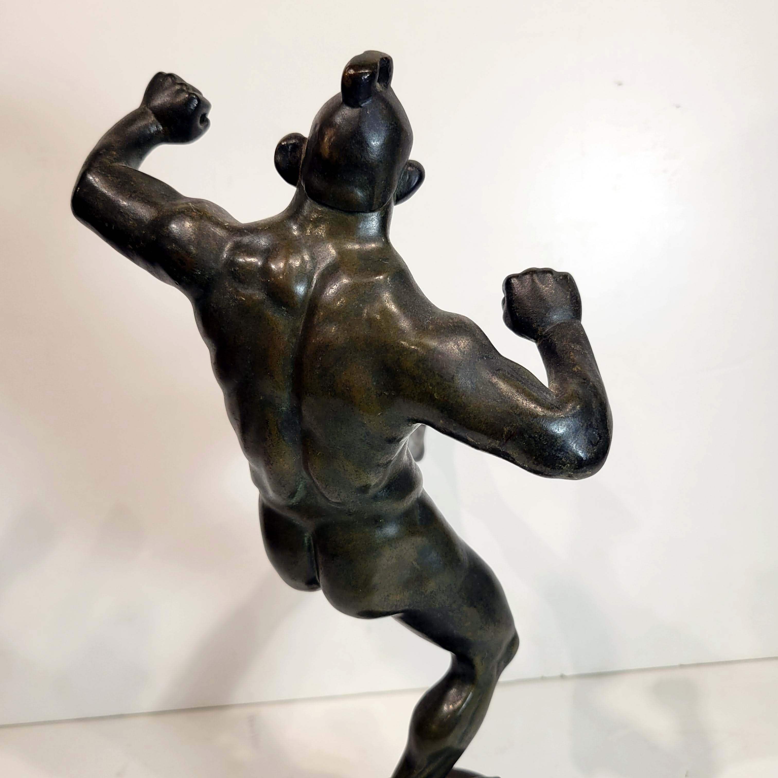 Bronze Statue Depicting a Fighter, Roman Revival 18/19c For Sale 2