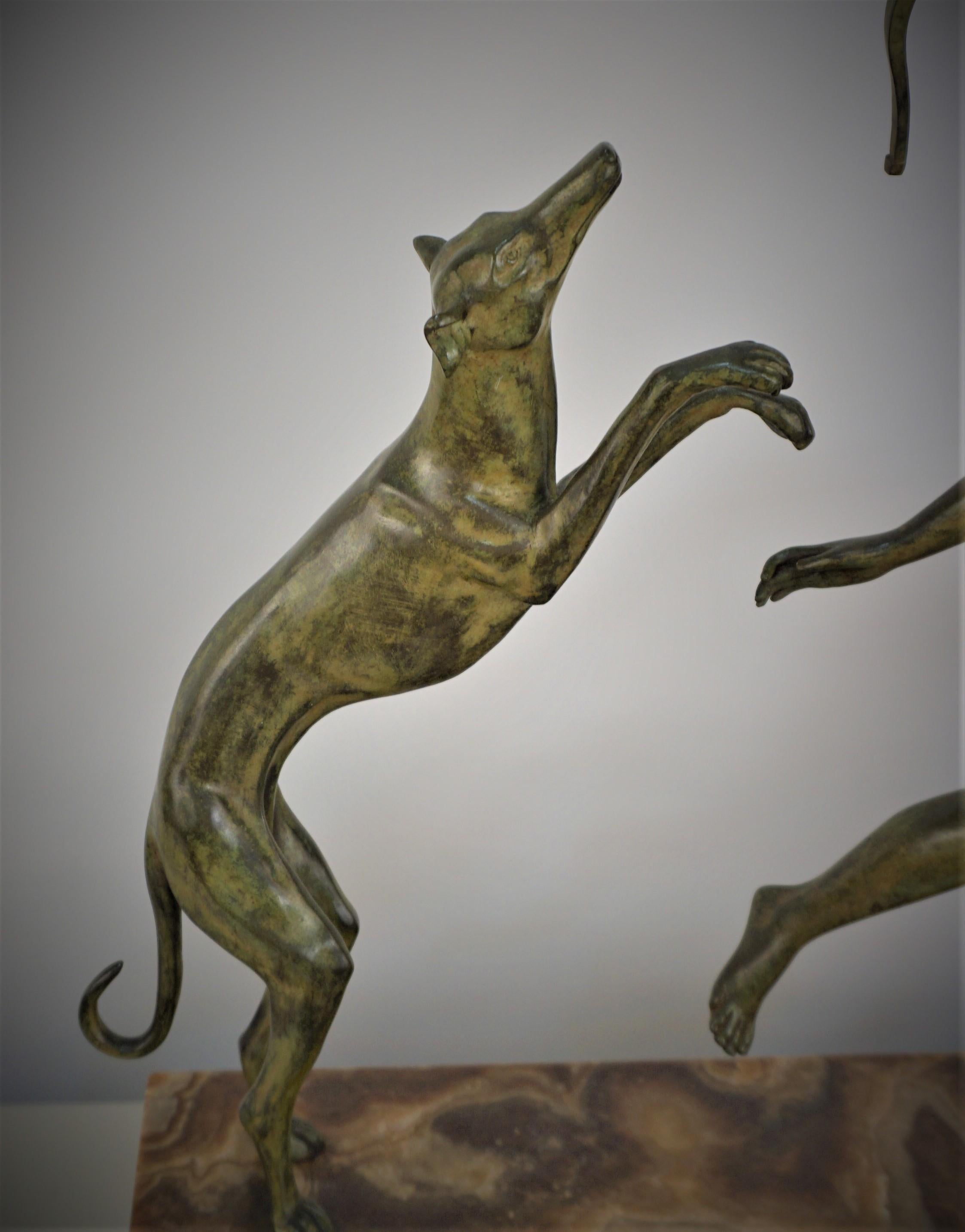 French Bronze Statue Diana the Huntress with the Dog